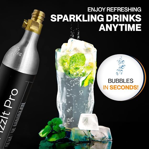 425g CO2 Cylinders, Carbonates Up to 120L, Refillable Soda Makers, Fits Most Screw-Type Compatible Models, Efficient Carbonation for Water & Beverages, Compact & Cost-Effective (Pack of 2)