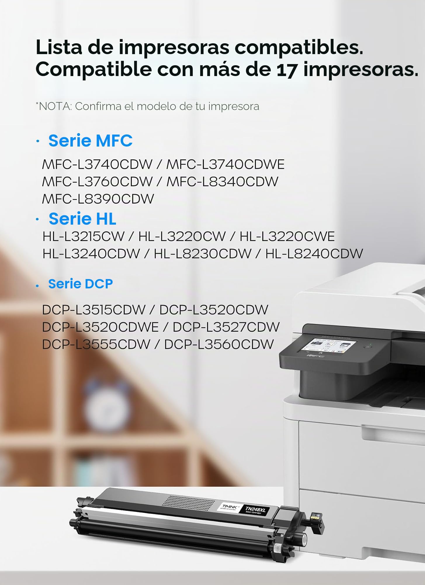 TN248XL TN248 Toner Compatible para Brother MFC-L3740CDW | MFC-L3760CDW L3740CDWE DCP-L3560CDW HL-L3240CDW MFC-L8390CDW HL-L3220CWE TN-248 TN248 XL Negro Cian Magenta Amarillo (4 Pack)