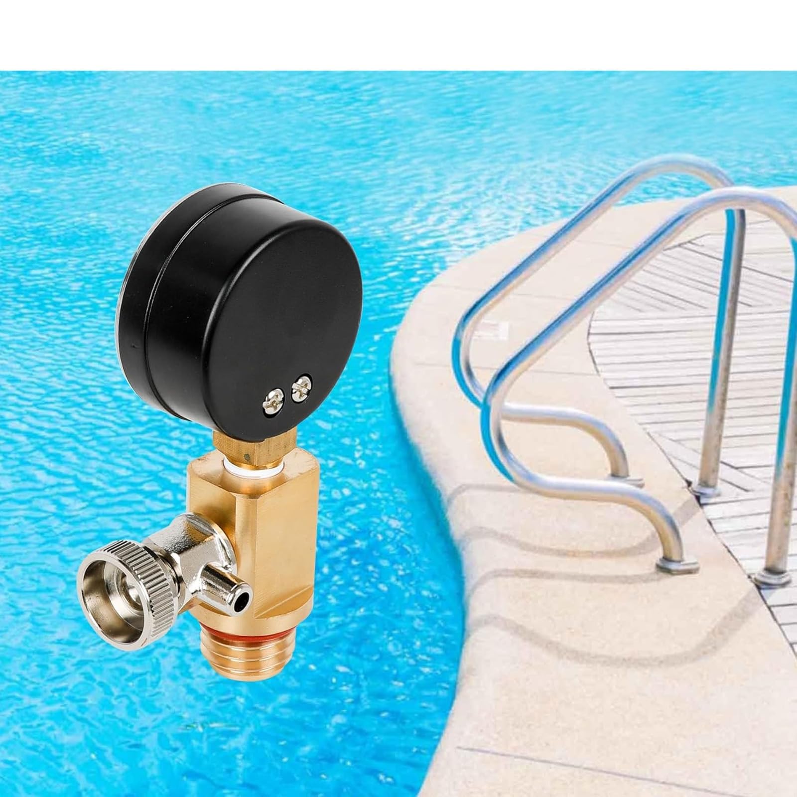 Manuelle Entlüftungsventile aus Messing mit Manometer für Poolfiltersysteme Schwimmbad-Wartungszubehör