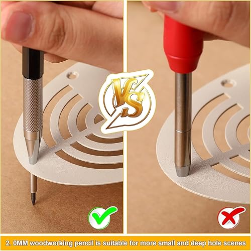 Miniatura 3 de Enhon Juego de 3 lápices de carpintero mecánico de 0.079 pulgadas con 36 recambios de marcadores y sacapuntas, herramienta de marcado de carpintería