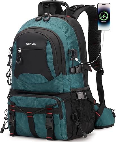 Nerlion - Mochila de senderismo de 40 litros para hombres y mujeres, para campamento, impermeable, al aire libre, senderismo, mochila ligera (verde