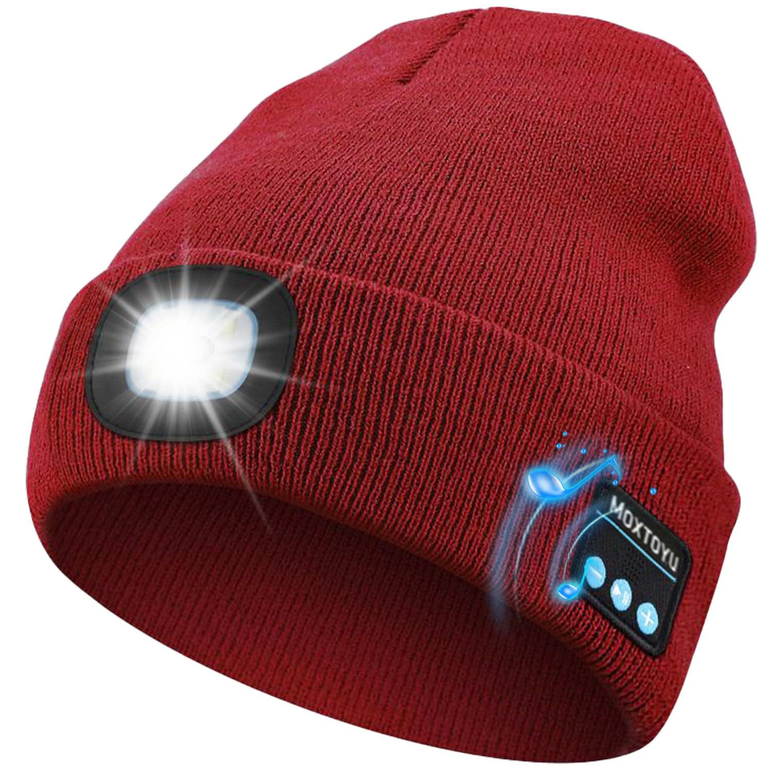 Bonnet Bluetooth lumière LED lampe frontale rechargeable chapeau hiver - 8
