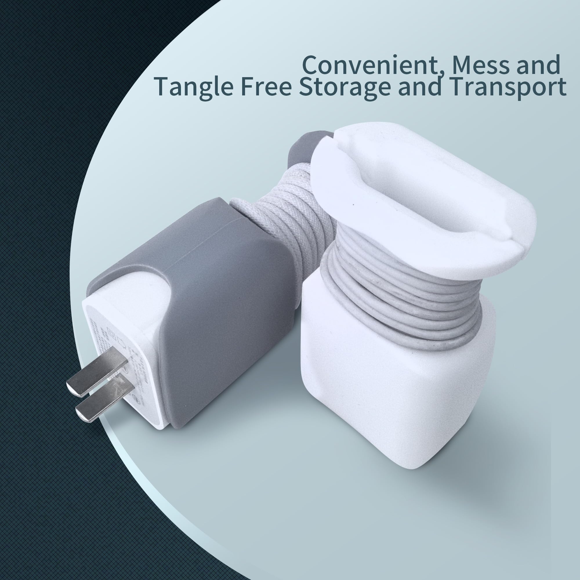 2PK 2 in 1 Silicone Charger Sleeve Protector and Cord Wrap for iPhone Power Adaptor Case, Snap Back Charger Winder Compatible with 18W and 20W Charger - 1.65 x 1.1 inches (Charger Not Included) (2)