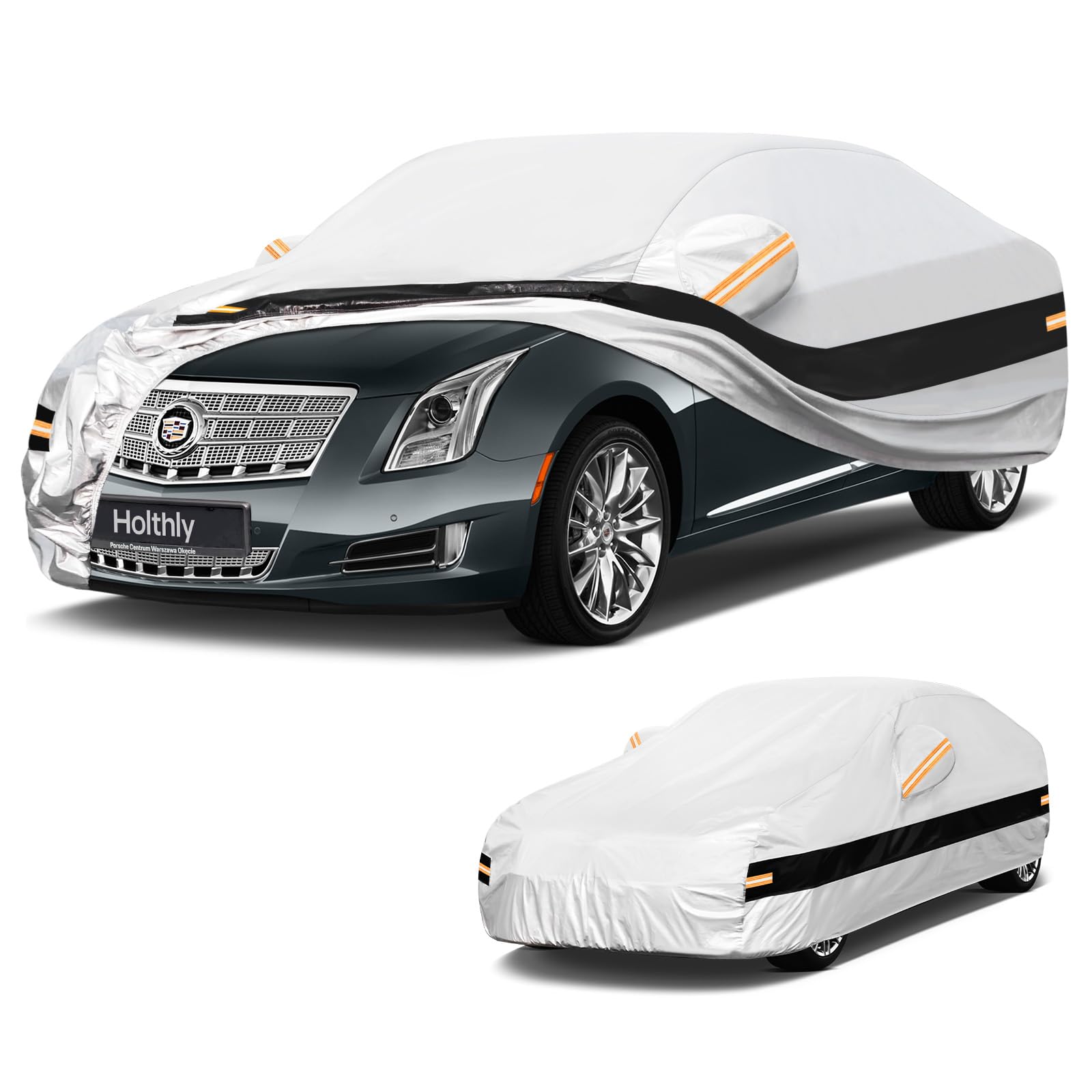 10 Layers Sedan Car Cover Custom Fit for Cadillac DTS/XTS (2006-2011), Waterproof All Weather for Automobiles, Outdoor Full Cover Sun Rain Dust UV Protection with Cotton. Sliver