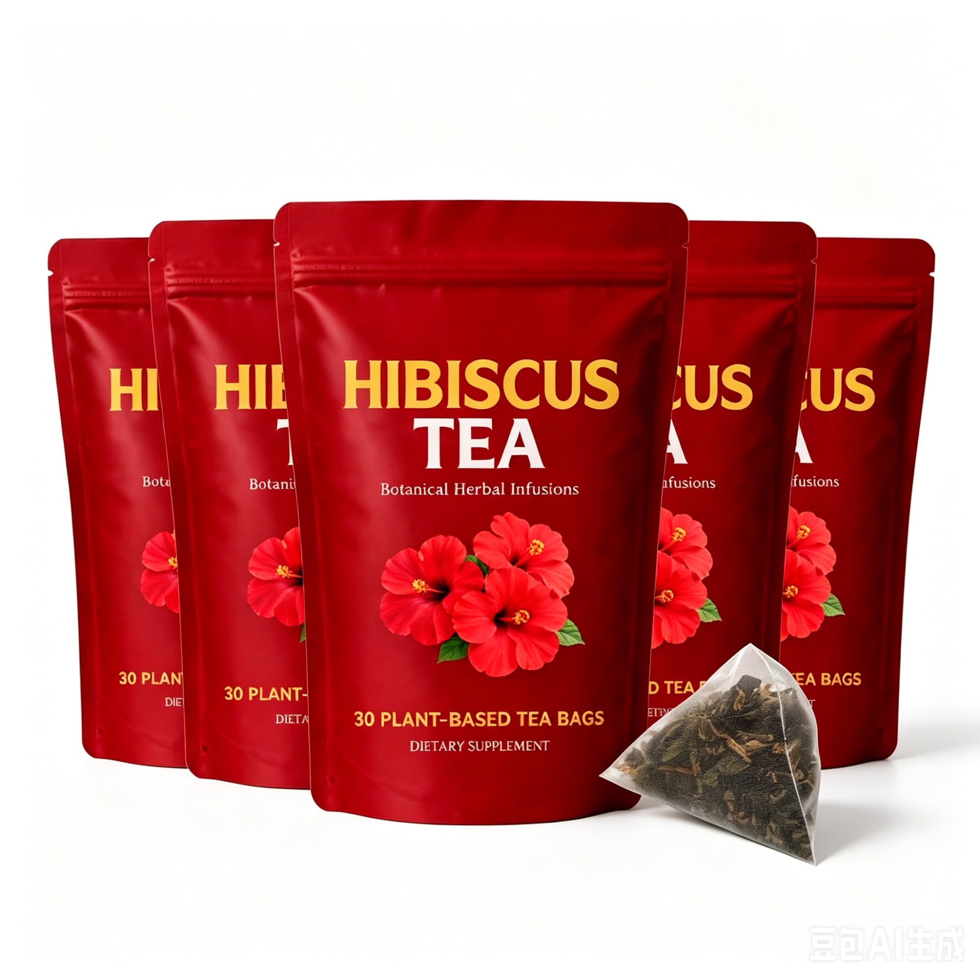 Tisana rinfrescante all'ibisco, 30 bustine - Miscela floreale naturale for energia e relax quotidiani(5pcs)