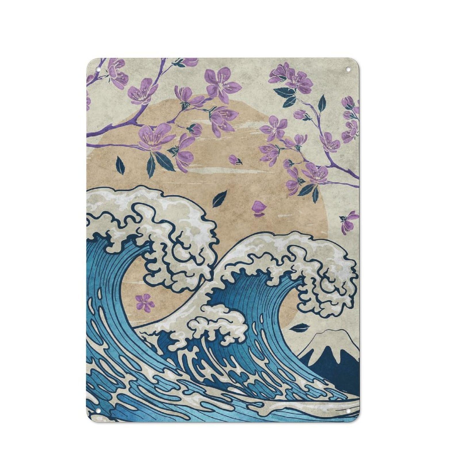 Junmoney Great Wave Off Kanagawa For Lounge Or Reading Corner, Vintage Metal Sign 40X30cm, For Collectors Decorating Lounges And Reading Corners