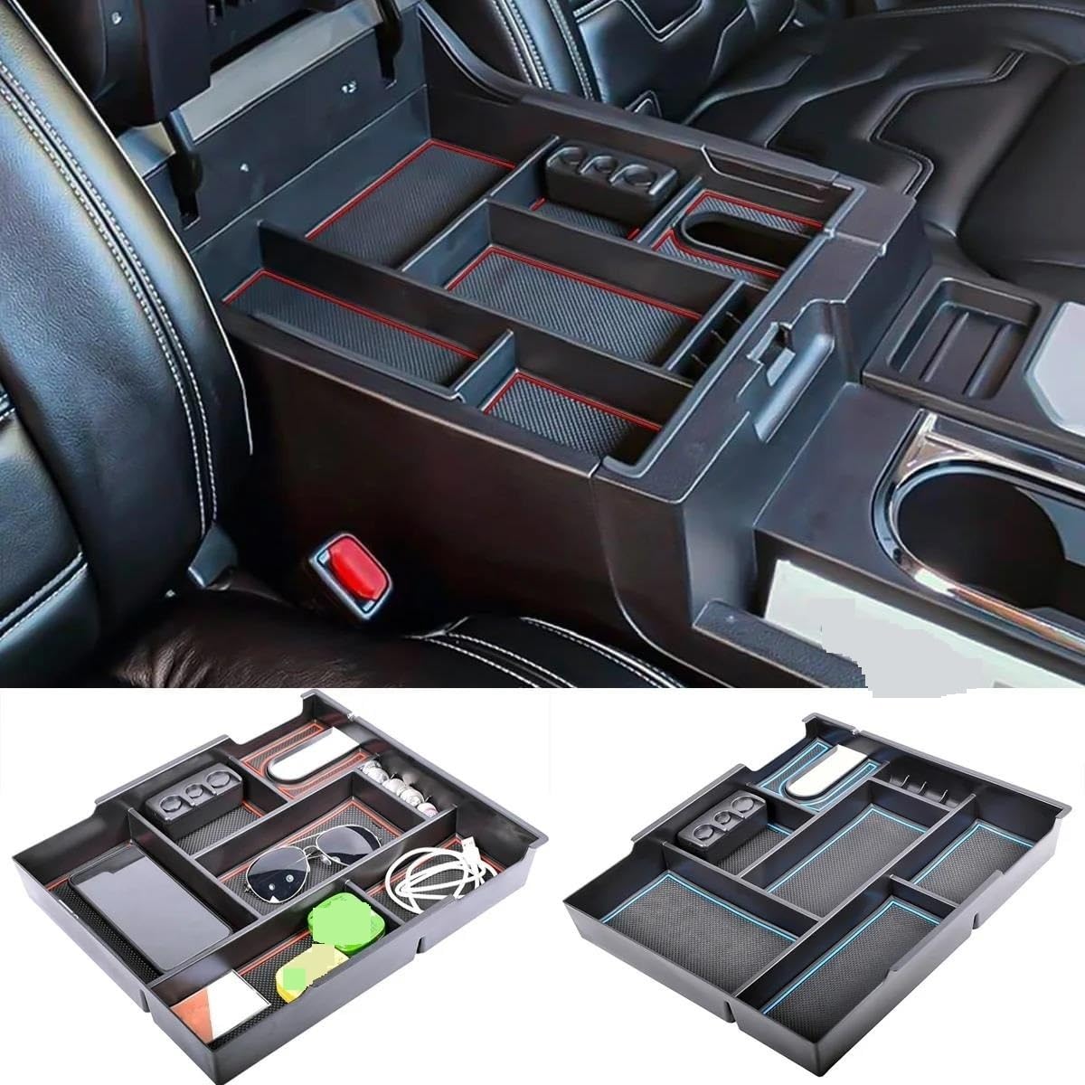 Auto Console Centrale Scatola Bracciolo Organizzatore Vassoio Supporto Contenitore Poggiamano Custodia per T&oyota per Tundra 2014-2021 Auto Bracciolo Scatola(Black)