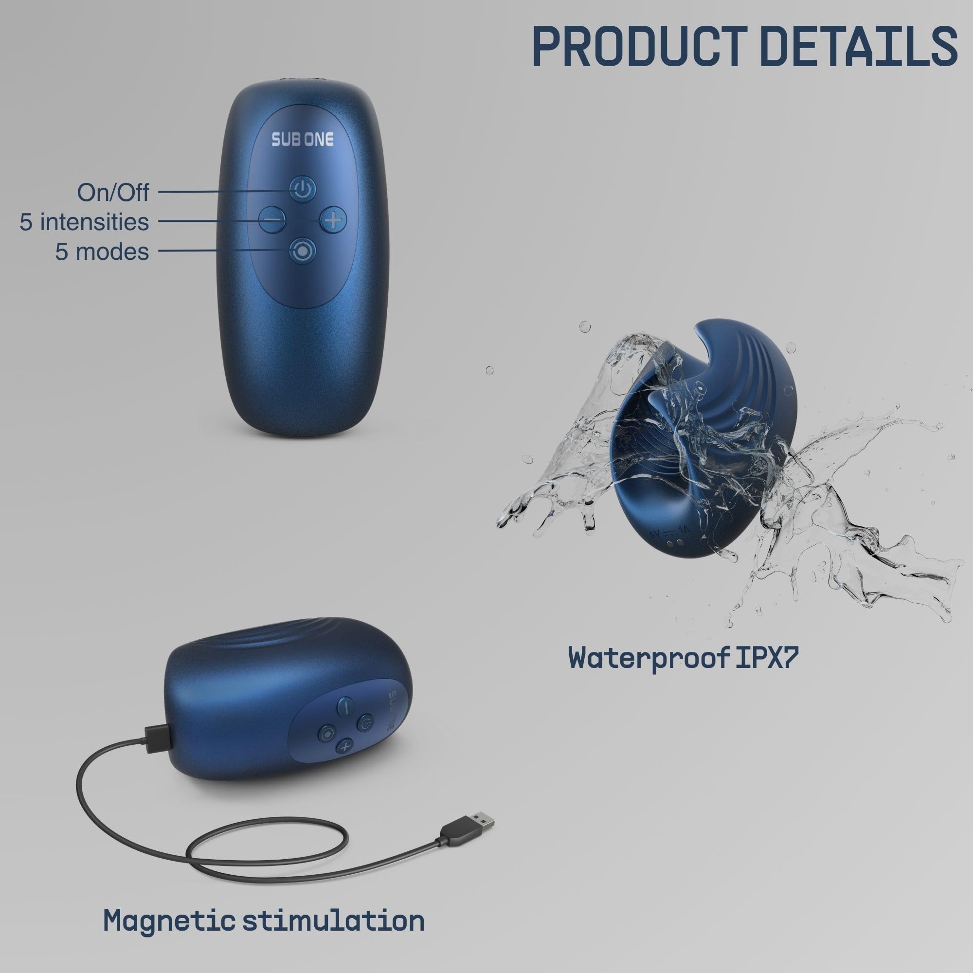 Manwan Sub.One Masturbatore Maschile Tapping – Masturbatore Automatico con Pleasure Assist, 5 Modalità & 5 Intensità, Stimolazione del Frenulo, Impermeabile IPX7, Ricarica Magnetica - Stellar Blue