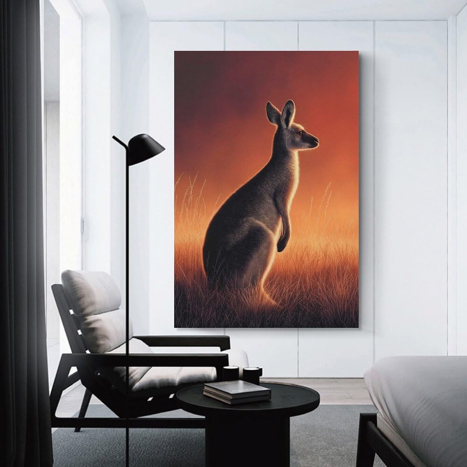 Junmoney Unframe-Style-4-1 Kangaroo In Golden Light Wall Art Print, 20X30inch(50X75cm), For Office, Study Or Home Workspace, Decorative Artwork For Productive Spaces