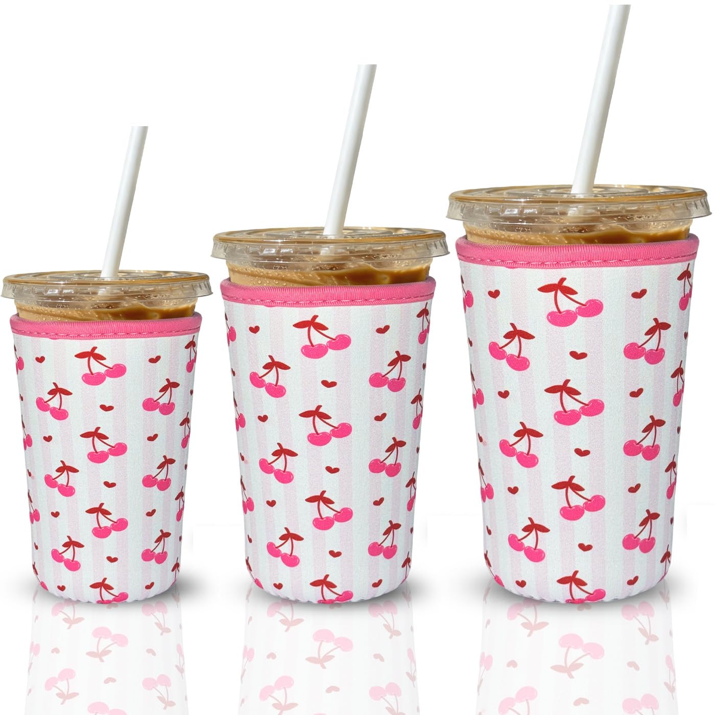 Fundas reutilizables de café helado con aislamiento de neopreno térmico anti condensación pack de 3