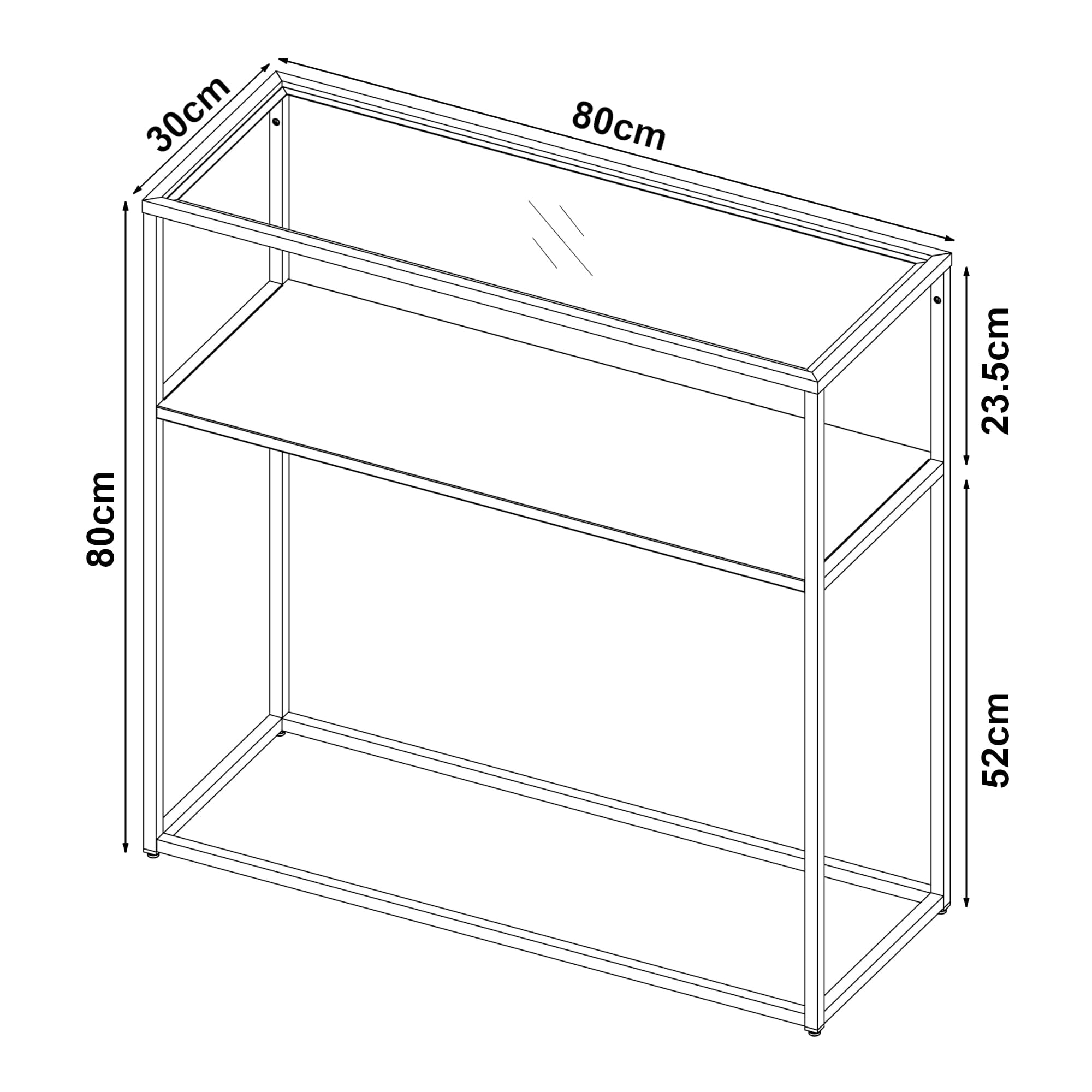 [en.casa] Tavolo a Consolle in Metallo e Piano Tavolo in Vetro Temperato Mobile da Ingresso Corridoio 80 x 80 x 30 cm Consolle Stretto con 2 Piani di Appoggio - Bianco