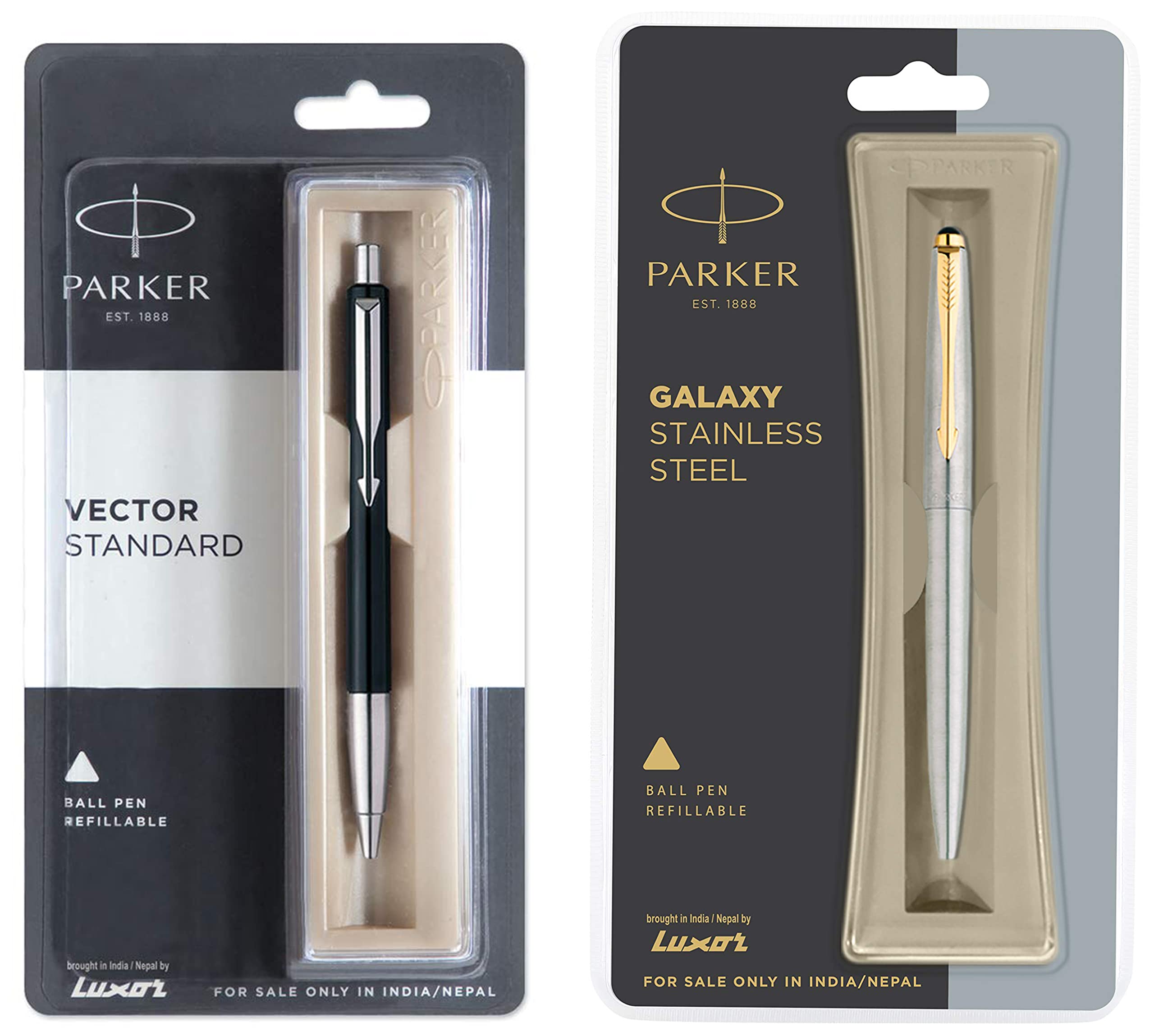 Parker Galaxy Stainless Steel Gold Trim Ball Pen Vector Standard