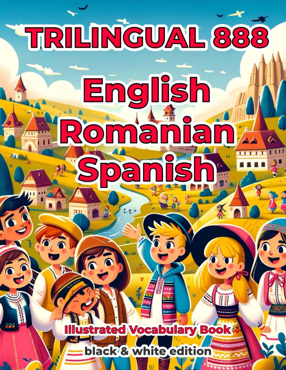 Trilingual 888 English Romanian Spanish Illustrated Vocabulary Book: Help your child become multilingual with efficiency