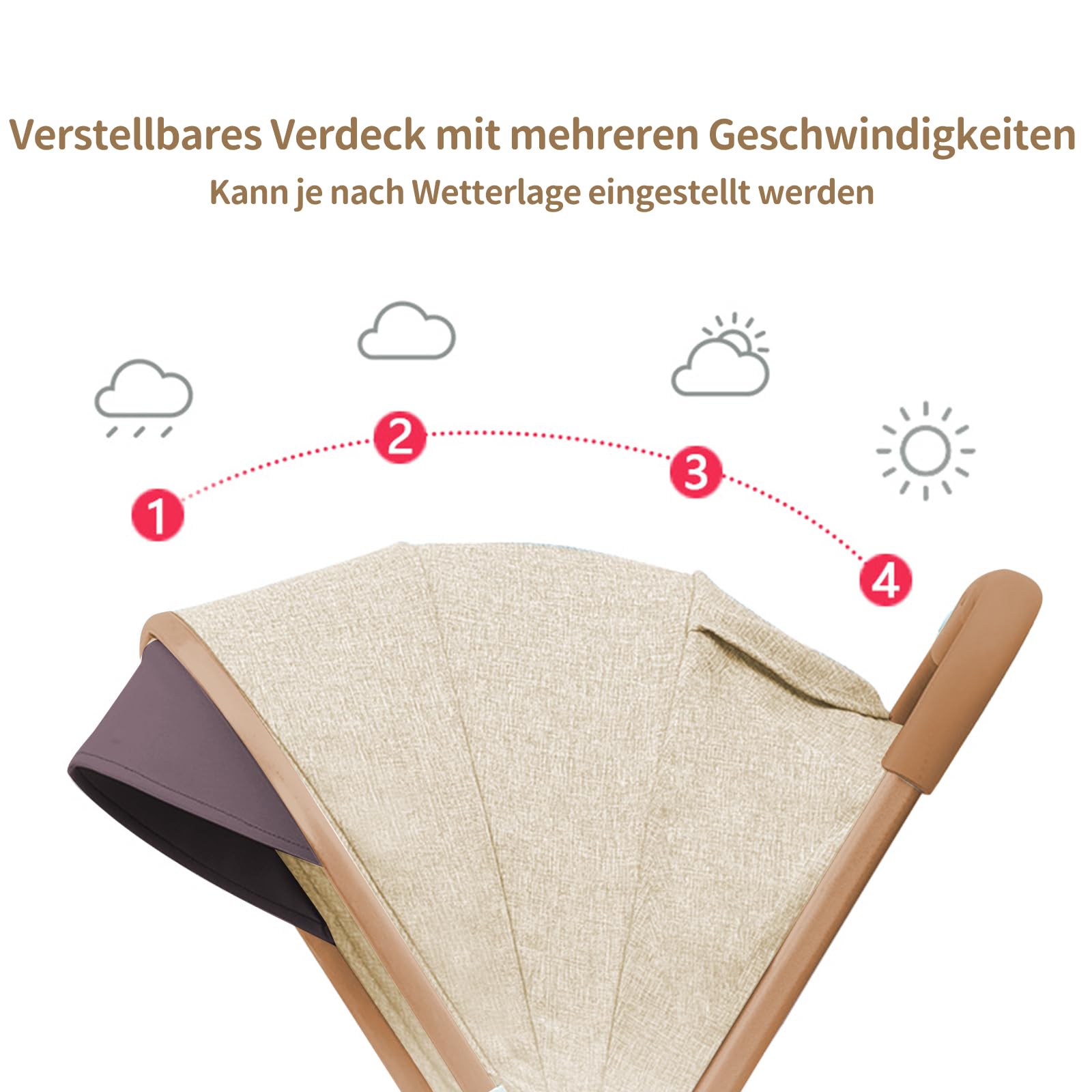 Homewell Federleichter Reisebuggy Faltbar, Kinderwagen, Liegefunktion, flache Liegeposition, kompakter Buggy inkl. Moskitonetze & Matten, 98 * 71 * 45cm (Khaki)