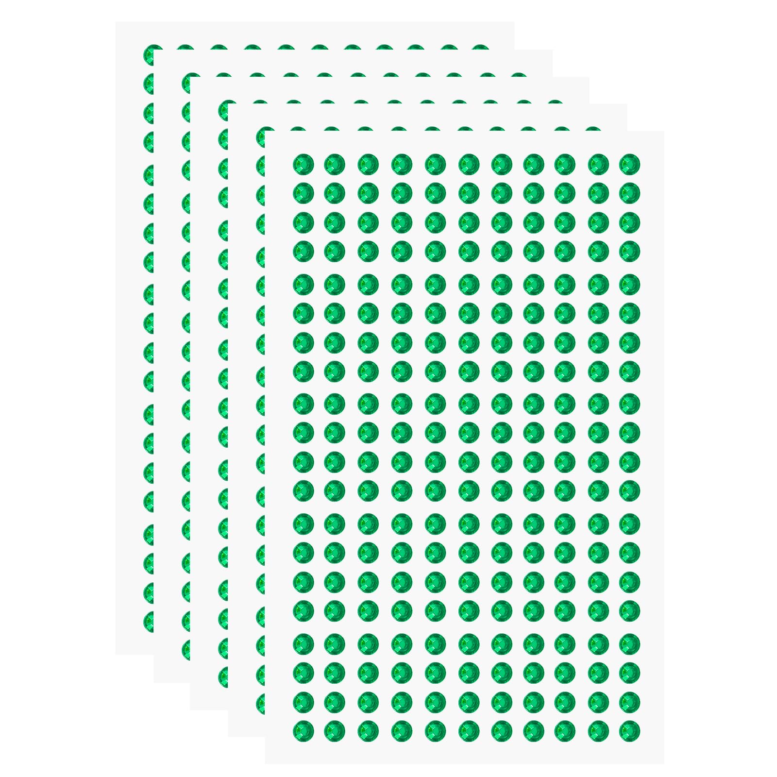 sourcing map 5 Sheet/1100pcs Rhinestone Adhesive Stickers Self Adhesive Acrylic Gem Sticker 4mm Plastic Face Bling Gem Stones Jewel for Nail Art Craft Clothes DIY Makeup Decoration, Dark Green