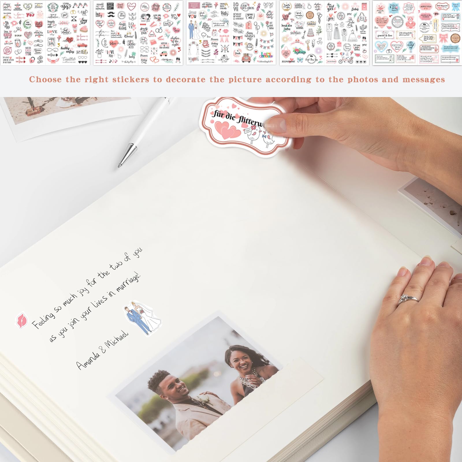 Libro degli ospiti di alta qualità, vintage, libro degli ospiti con adesivo, per matrimonio, libro degli ospiti da compilare e incollare foto, libro di nozze, ideale per coppia di sposi, decorazione Libro degli ospiti di alta qualità, vintage, libro degli ospiti con adesivo, per matrimonio, libro degli ospiti da compilare e incollare foto, libro di nozze, ideale per coppia di sposi, decorazione