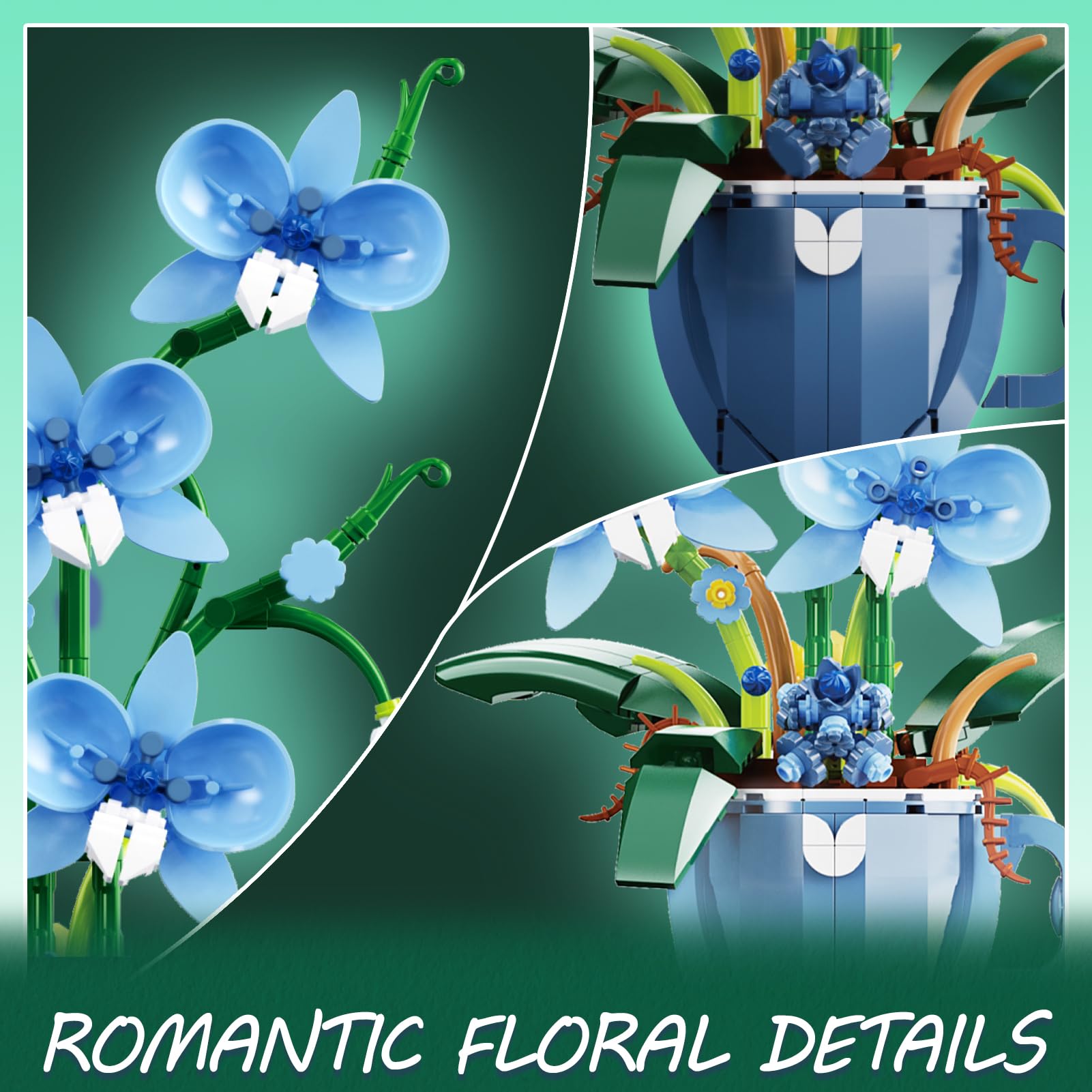 Amazon.com: Blue Orchid Flower Building Set with Vase for Adults