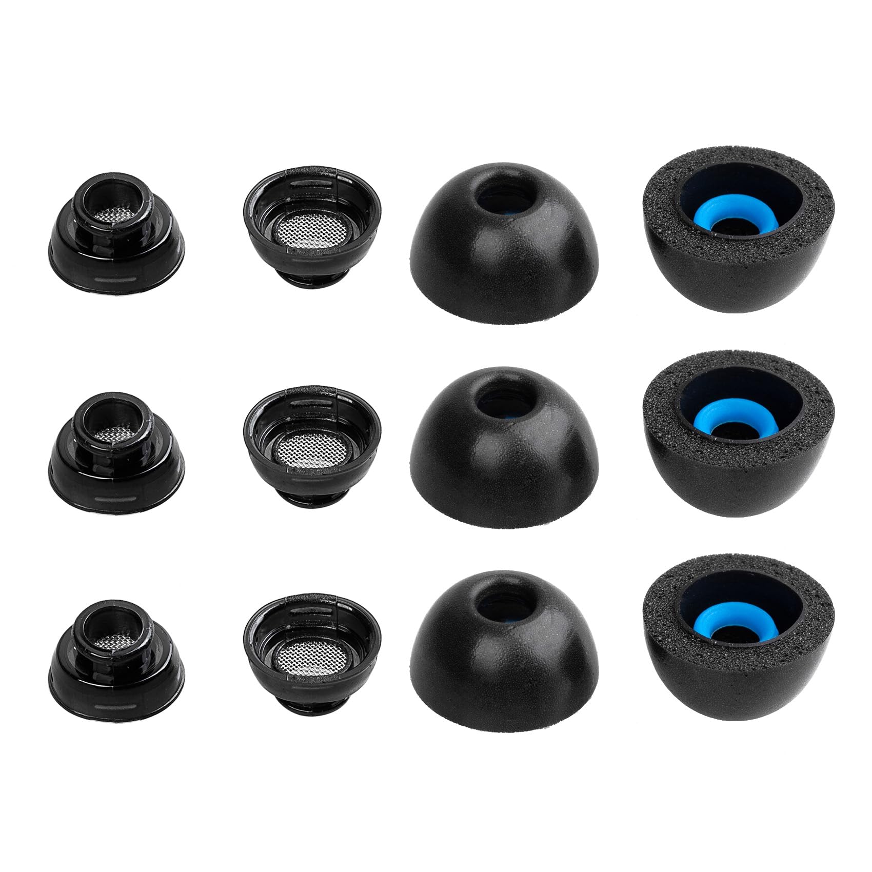Memory Foam Earbud Tips, 3 Pairs LLL KBEAR Replacement Ear Tips for AirPods, Comfortable Ear Buds Eartips for Nozzle Diameter from 4.5-5.5MM, Noise Cancellation Hole, Dustproof Steel Mesh (Black, LLL)