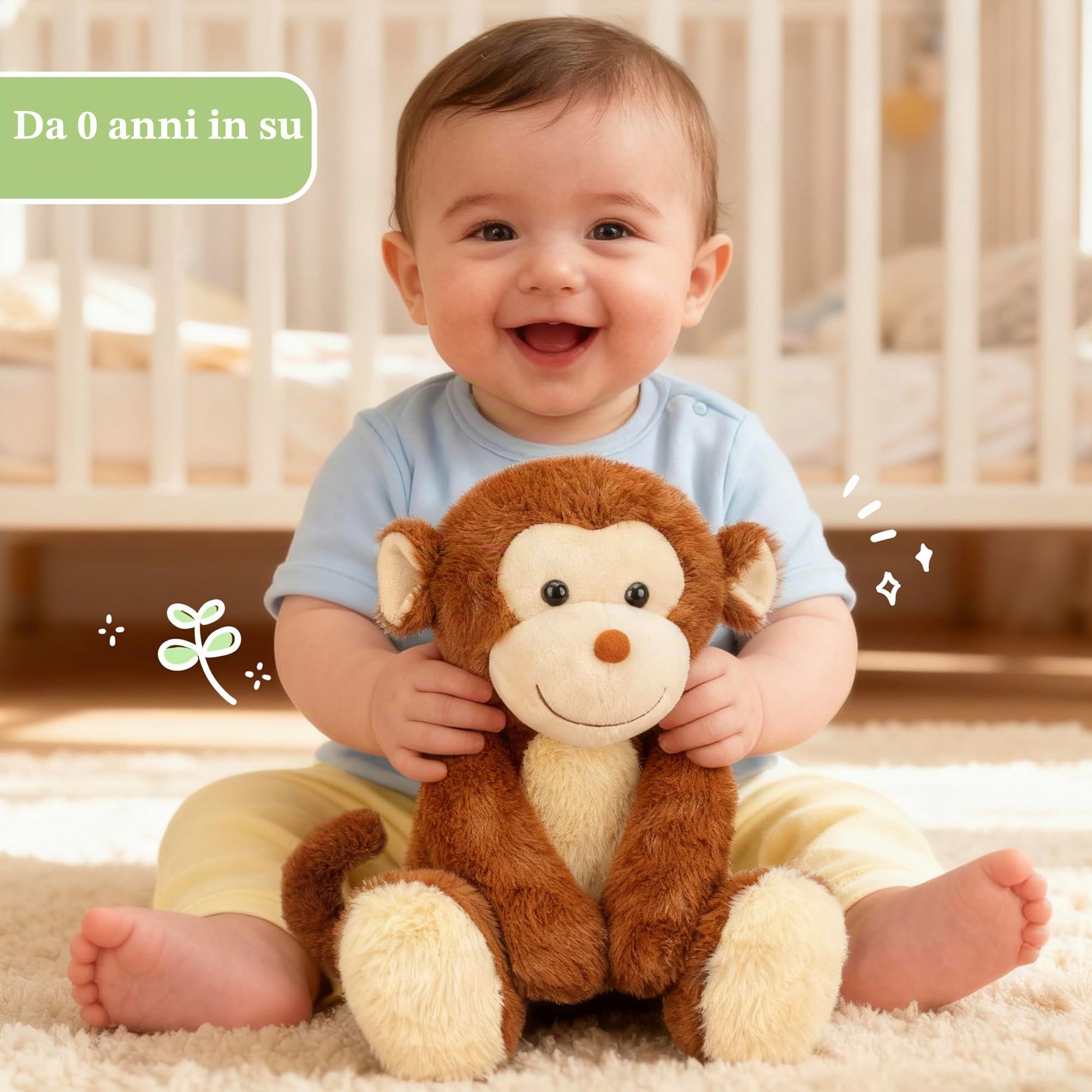 IKASA Scimmia Peluche Giocattoli 32 cm Ideale come Regalo per Famiglia e Bambini