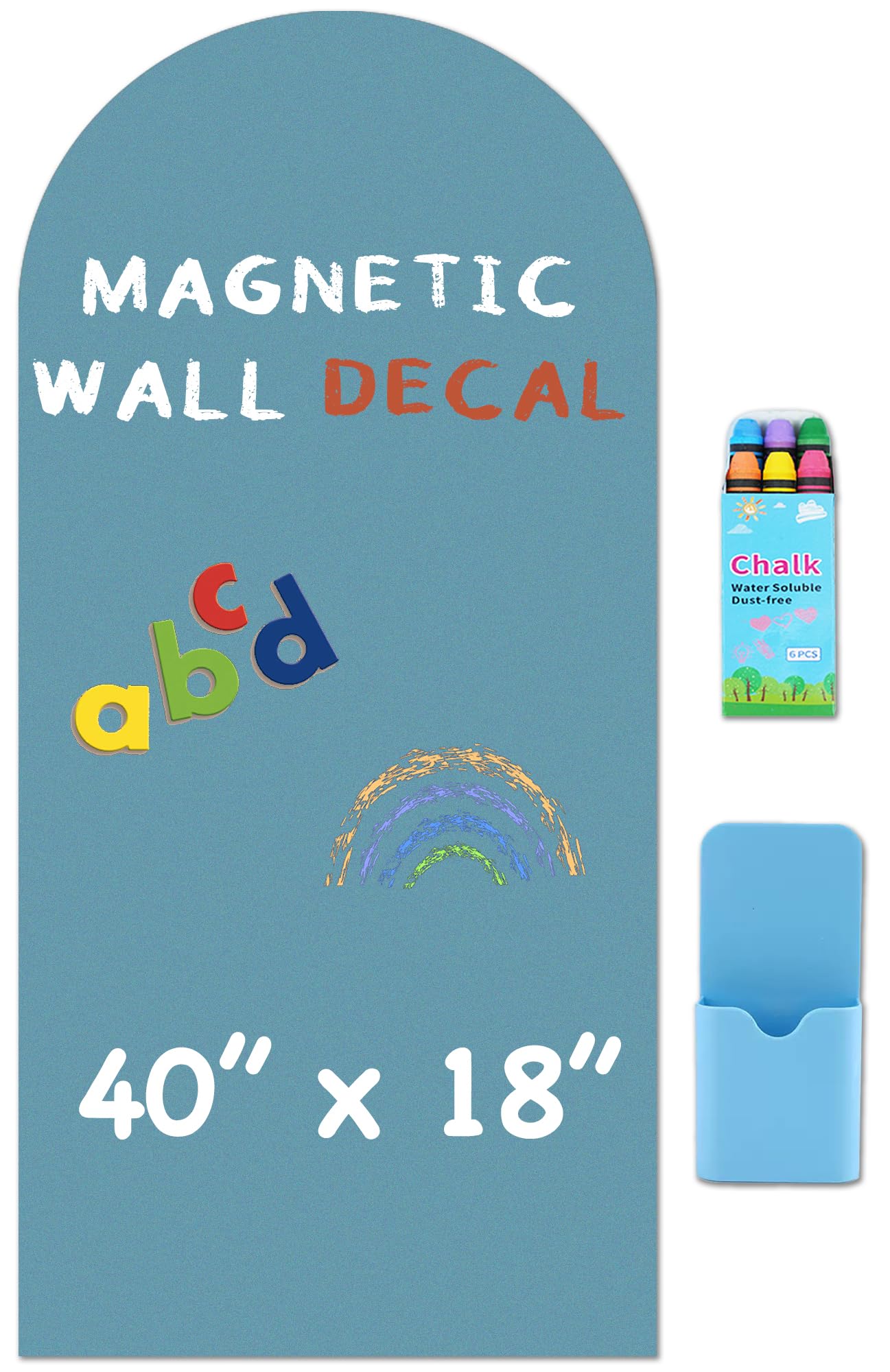 HeatPomelo Arch Magnetic Wall Decal - 40" x 18" Matte Finish Chalkboard Sticker for Wall - Magnetic Board for Playroom, Home Classroom(Celadon)