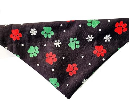 Christmas Paws Over the Collar Dog Bandana That Slips onto Their Existing Collar (XXL)