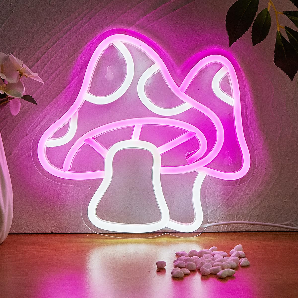Amazon.co.jp: Chi-buy キノコ LED ネオンサイン、壁装飾用のかわいい