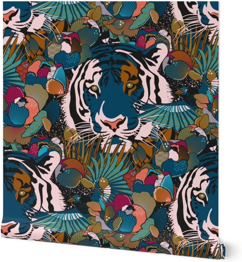 Peel & Stick Wallpaper 3ft x 2ft - Deep Jungle Scale Custom Removable Wallpaper by Spoonflower