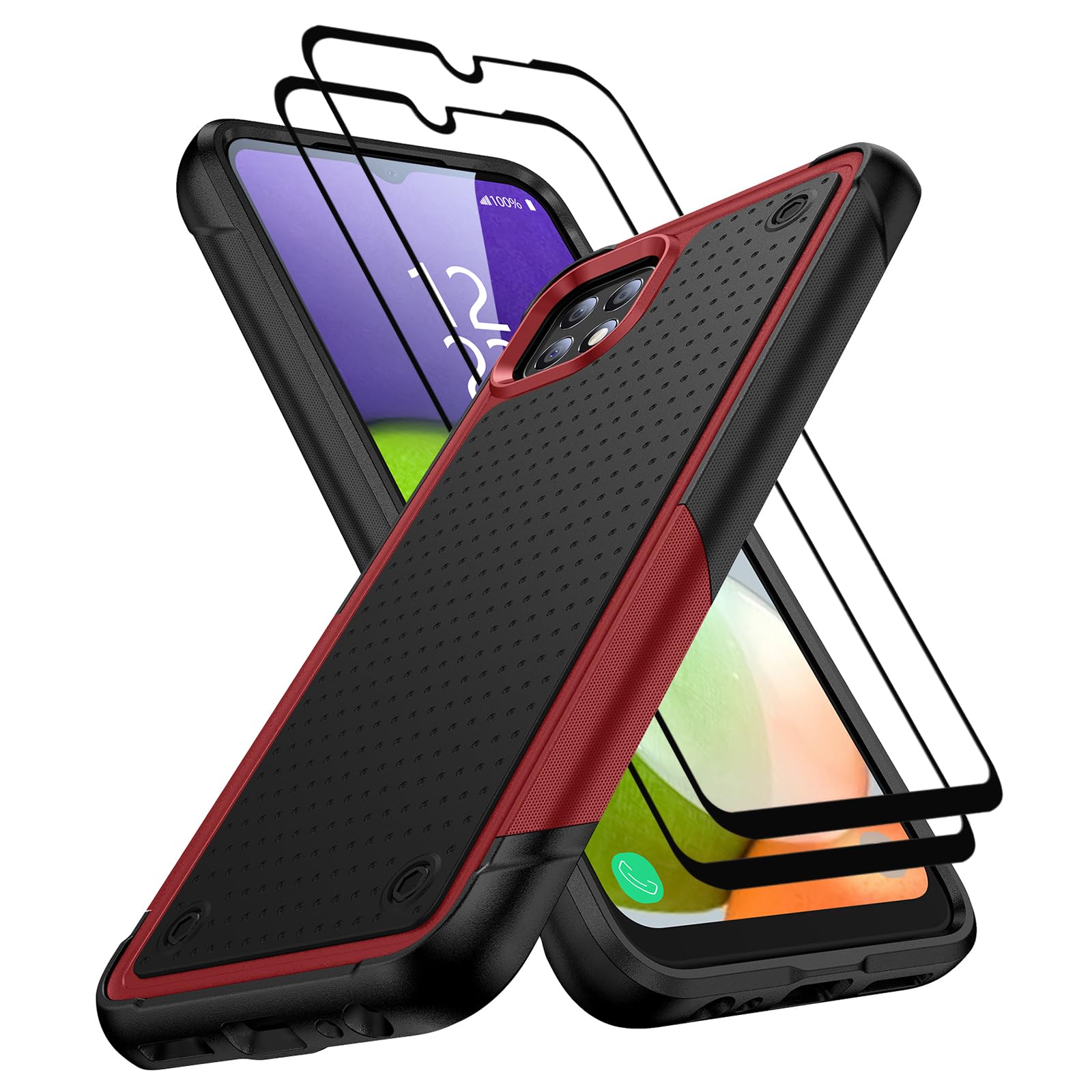 Jeylly Designed for Samsung Galaxy A22 5G Case, with [2 Pack] Tempered Glass Screen Protector, [Military-Grade Drop Protection] Slim Phone Case for