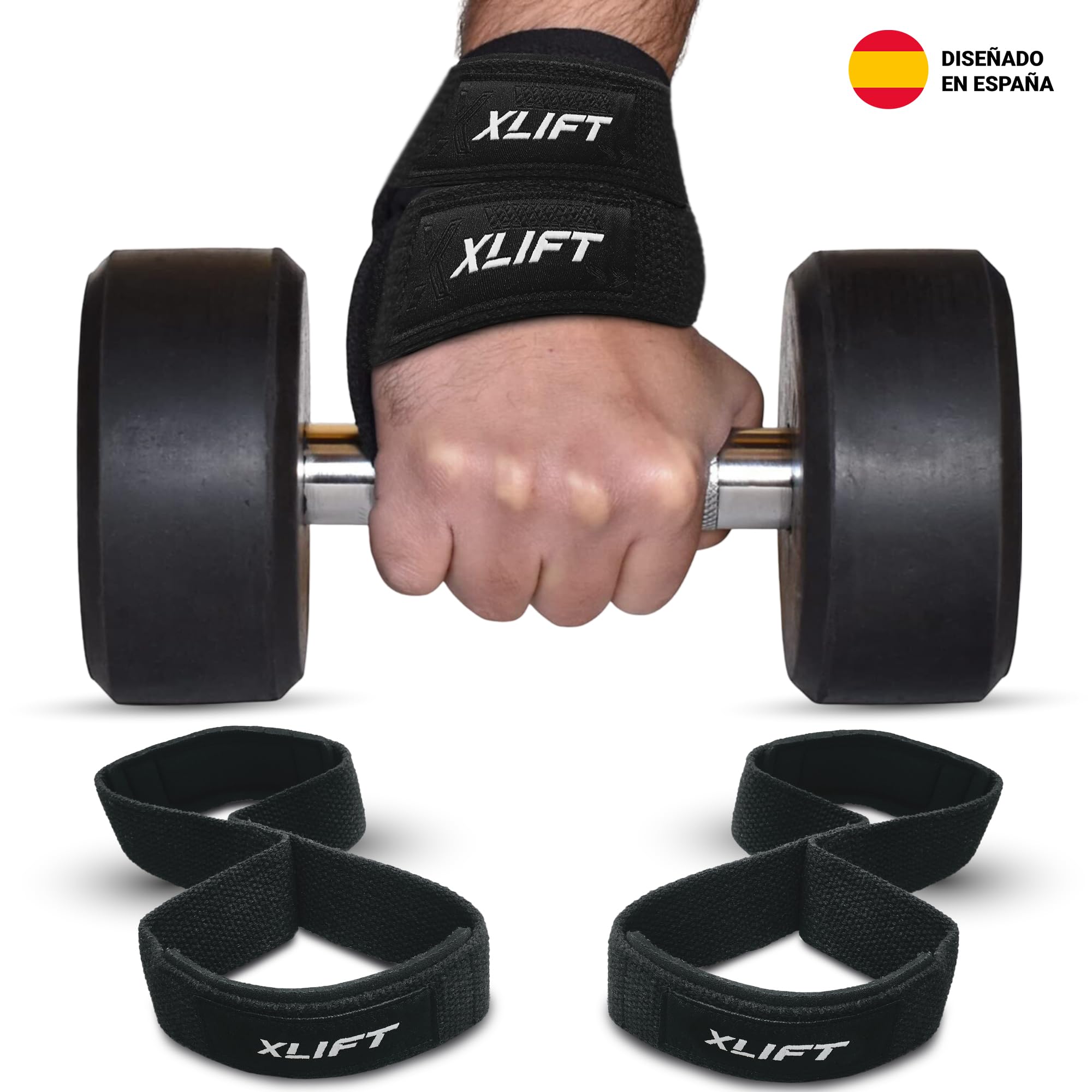 XLIFT Paski na siłowni 8 do podnoszenia ciężarów - Paski do podnoszenia ciężarów - Paski do podnoszenia ciężarów w kształcie 8 - Martwa waga - Akcesoria do siłowni - Chwyty na siłowni dla poziomów