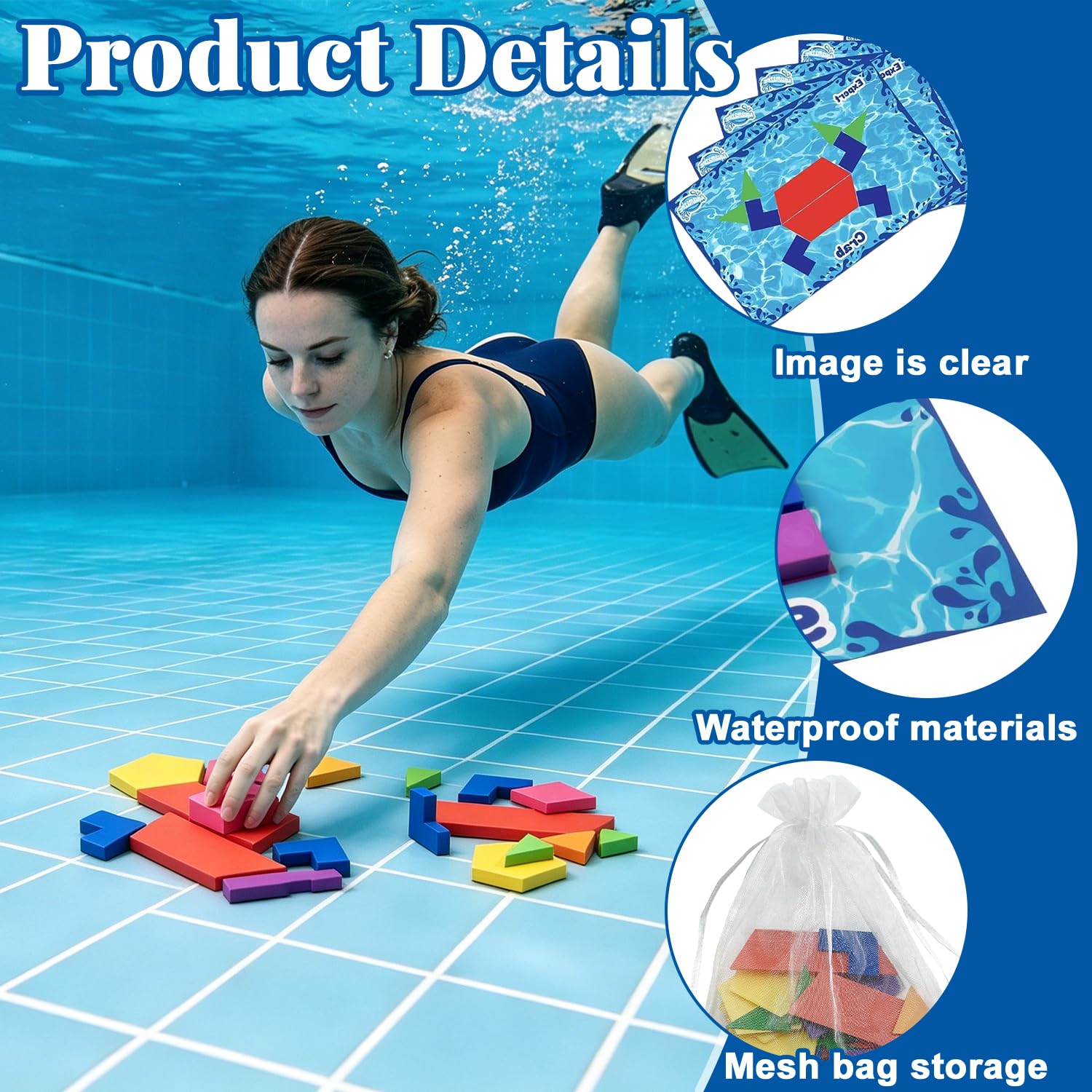 Divertidos Juegos De Entrenamiento De Natación, Juegos Divertidos para Nadar bajo el Agua, Juego Rompecabeza Buceos Piscinas con 40 Figuras Diferentes Formas, para Viajes, Vacaciones, Playa, Picnic