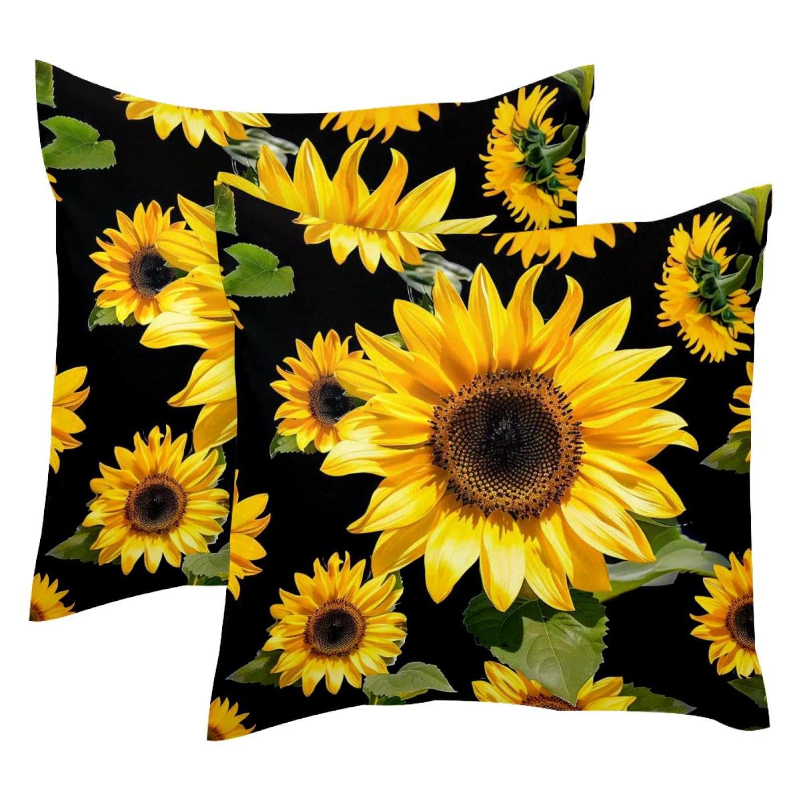 Housse de coussin velours double face de qualité supérieure, motif tournesol