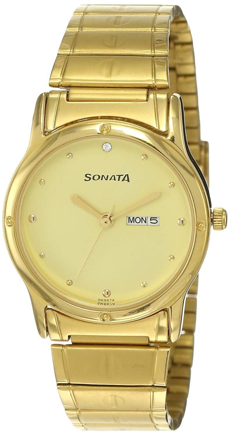 sonata golden wrist watch