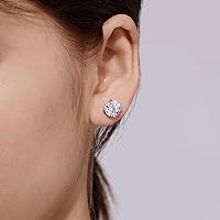 Vista 3 de Tienda Collection Yellow Gold Plated, Platinum or Rose Gold Plated Sterling Silver Infinite Elements Cubic Zirconia Stud Earrings White, Blue