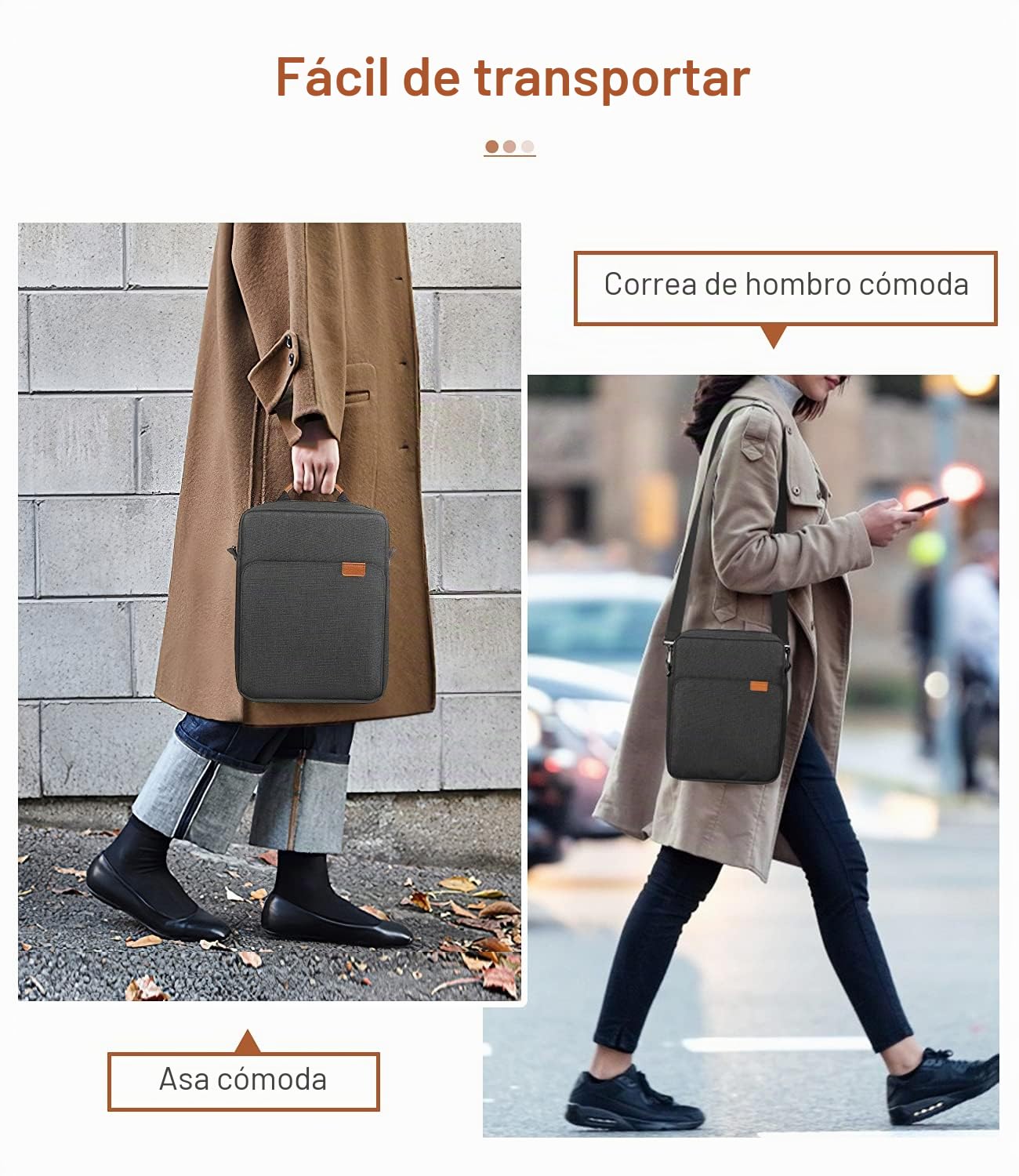 MoKo 9-11 Pulgadas Funda de Transporte con Correa para el Hombro para iPad Air M3, iPad A16 2025, Pro 11 Pulgadas, iPad 10/9/8/7th Gen, Tab S8/S9 11", Negro + Gris
