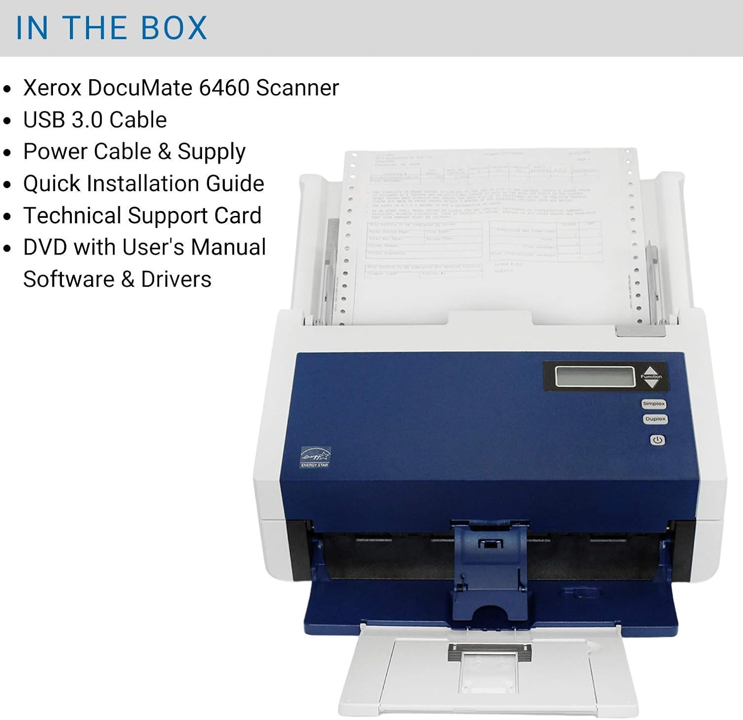 Xerox DocuMate 6460 Duplex Document Scanner for PC, Automatic Document Feeder