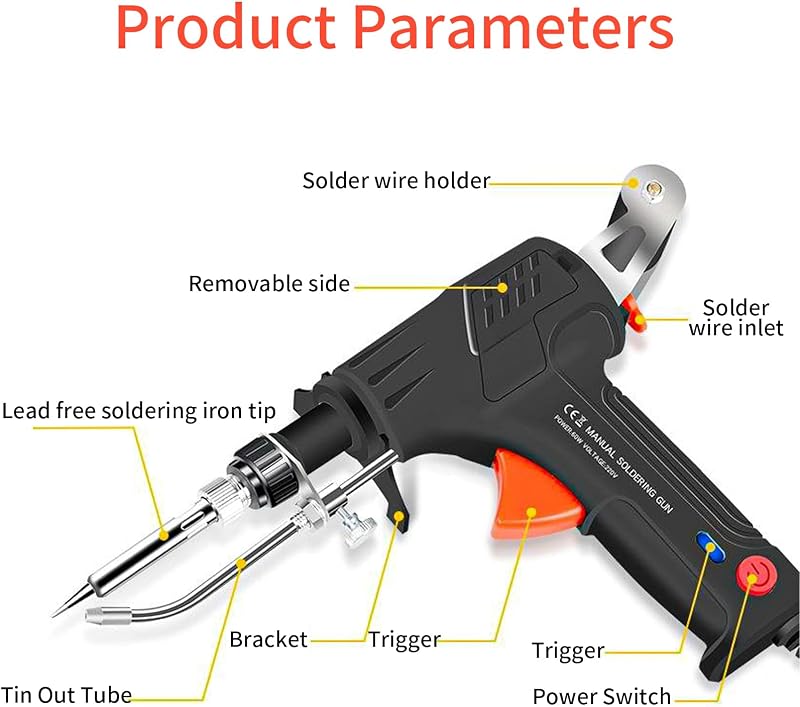 Kit de soldador, pistola de soldadura automática de 60 W, kit de soldador de mano, pistola de soldadura automática de 110 V, para reparación electrónica, reparación de electrodomésticos, bricolaje