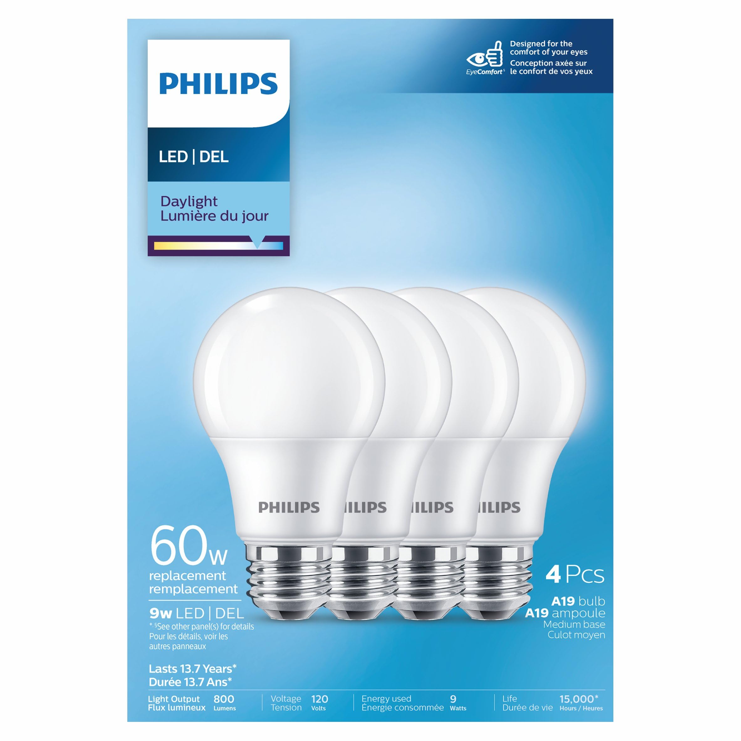 Philips Philips 463398 Led 60W A19 Daylight Non Dimmable(5000K)-4 Count in use