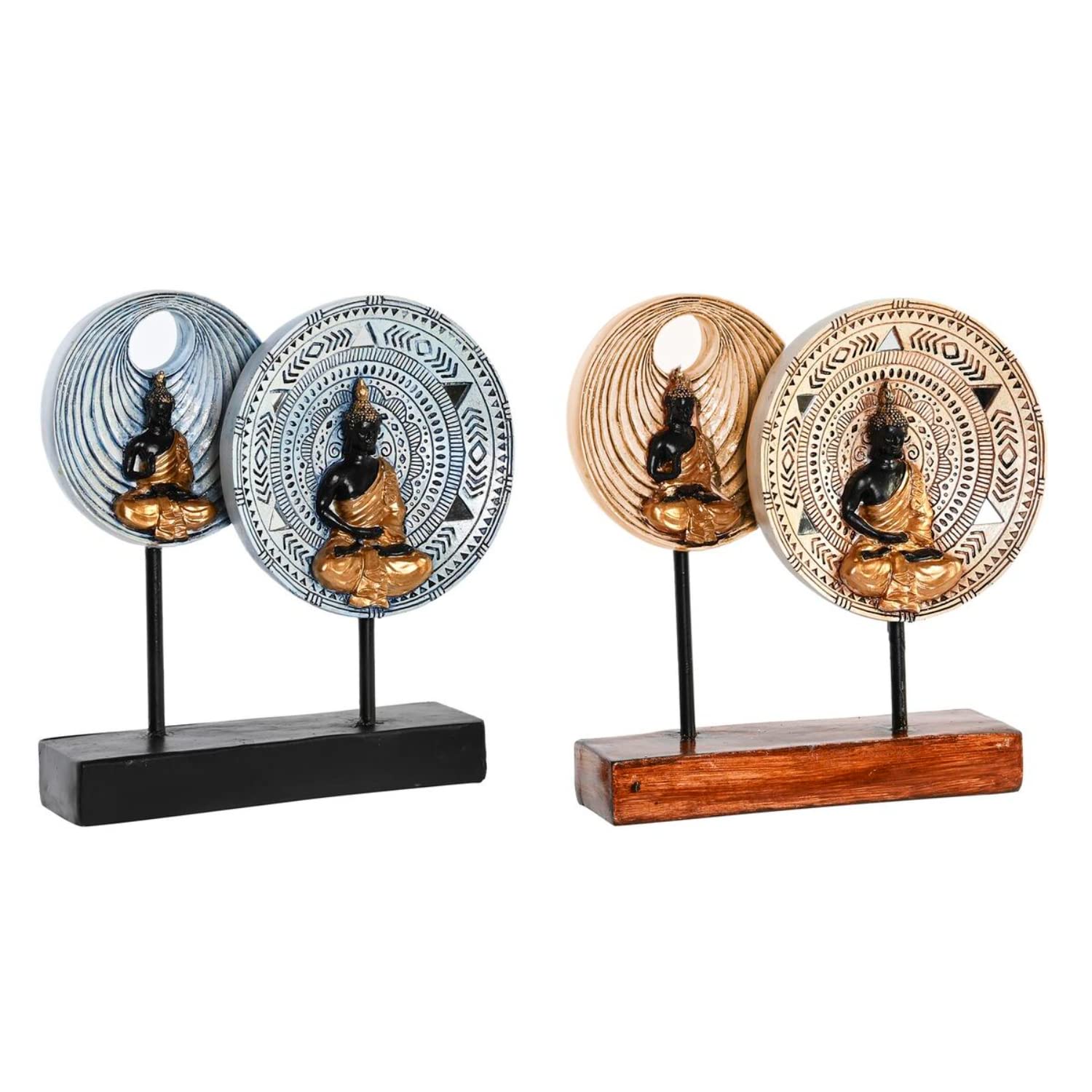 DKD Home Decor Decorative Figurine 25 x 6.5 x 25.7 cm Beige Blue Oriental Buddha (2 Units)