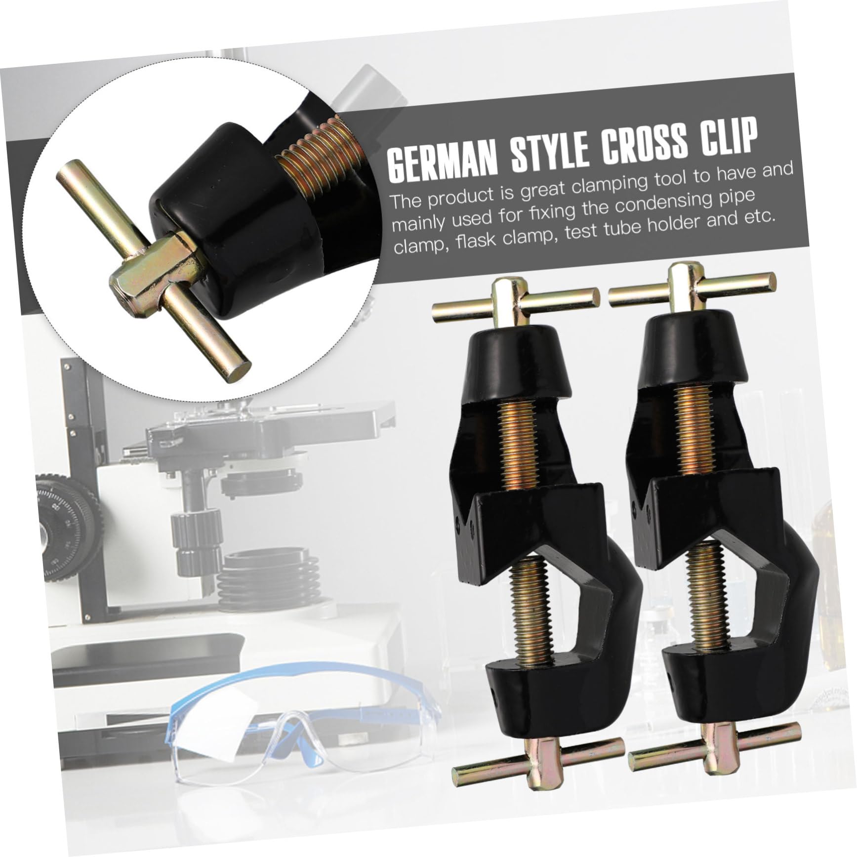 Cabilock 4 Sätze Deutscher Kreuzclip Laborstativ-clip Laborklemme C-clamps Inhaber Einstellbar Klemmbausteine Becherklemme Becherhalterklemme Klemmhalter Zinklegierung Schwarz 2 Stücke * 4