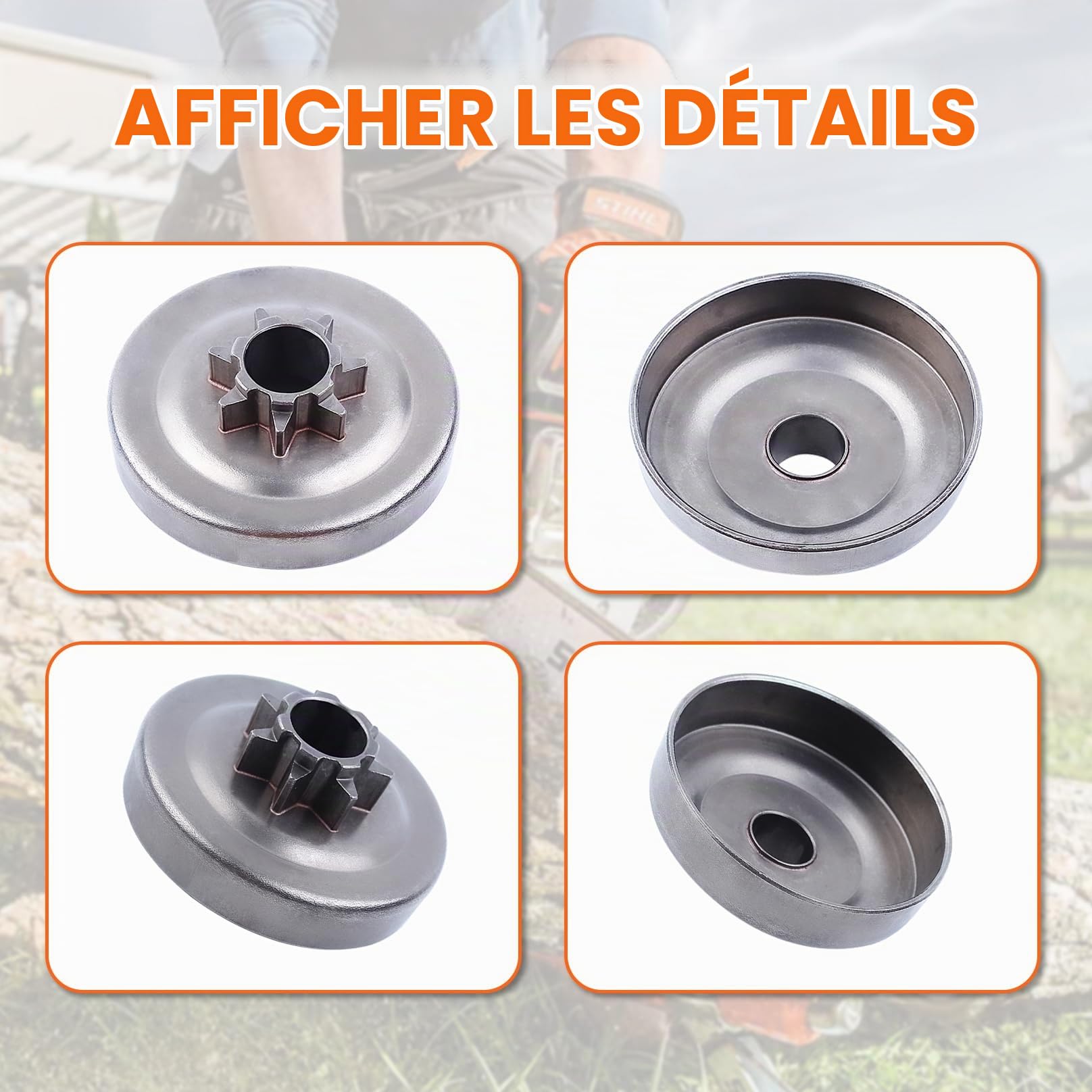 Roulement à aiguilles de tambour de pignon d'embrayage .325 "7T pour Husqvarna 340 345 350 445 450, tambour d'embrayage .325" 7T, embrayage, pompe à huile, engrenage à vis sans fin