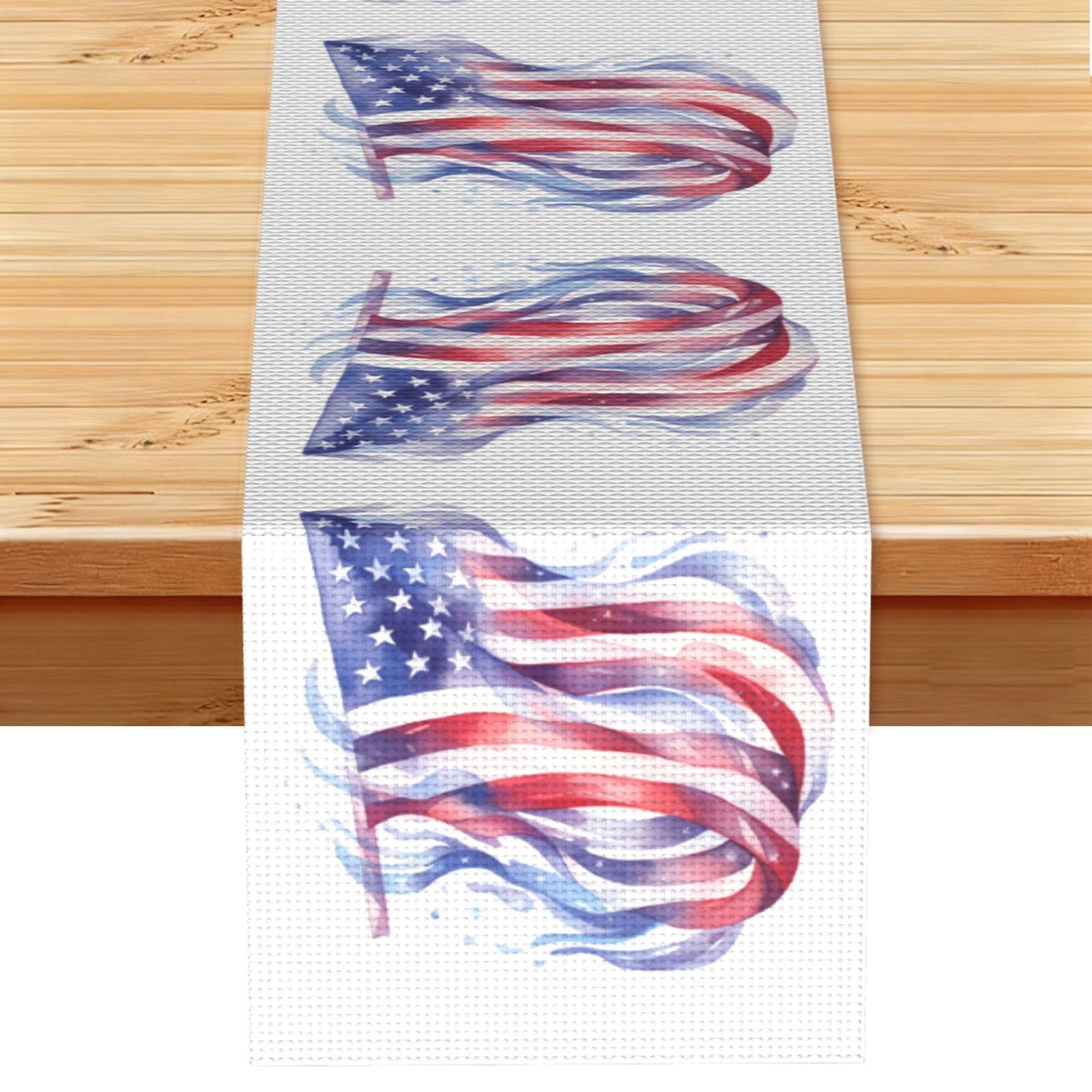 American flag Linen Feel Table Runner Wedding Party Home Decoration