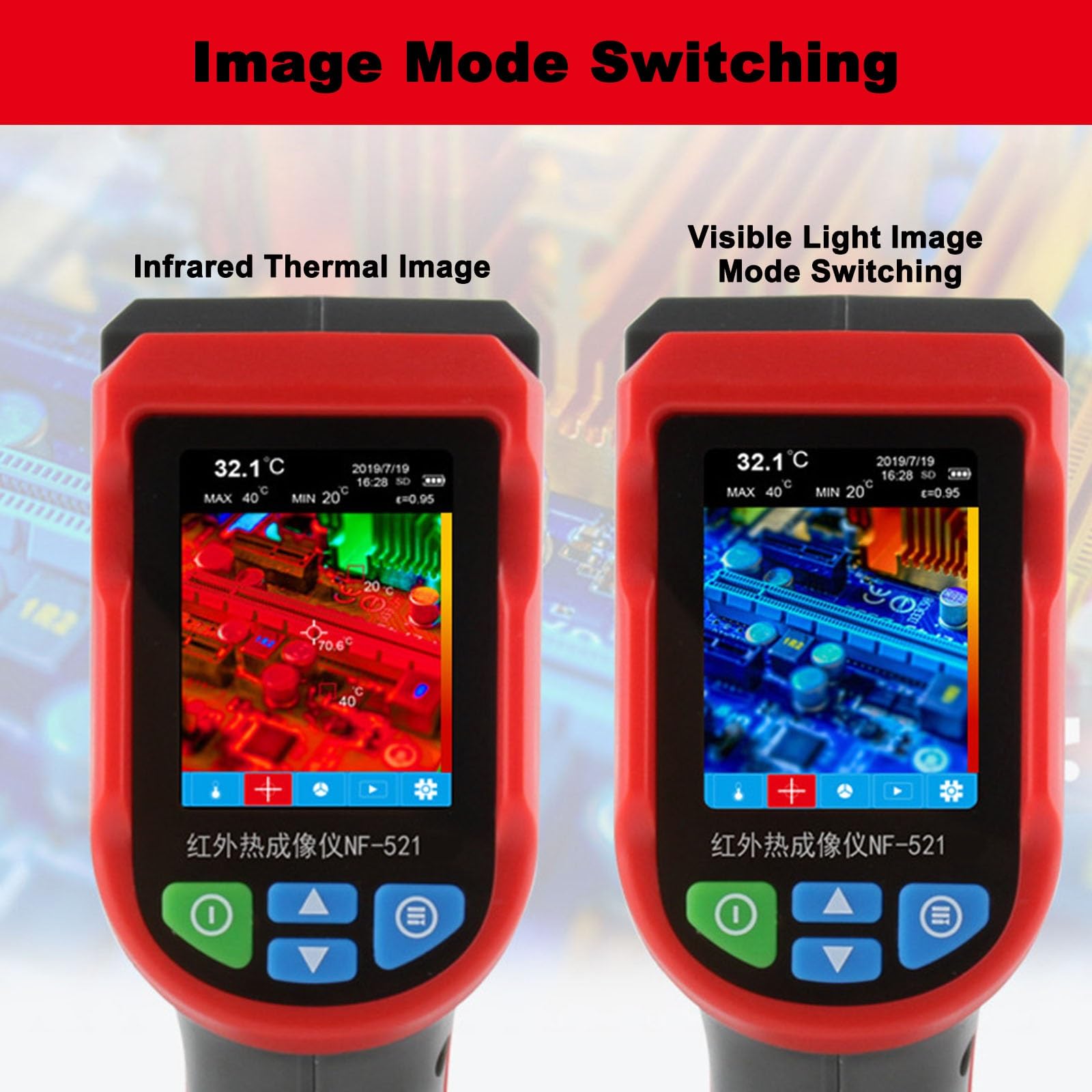 Thermal Imaging Camera 320x240 combinada con Infrared Thermometer Gun con batería de duración, memoria integrada y análisis de calor para construcción