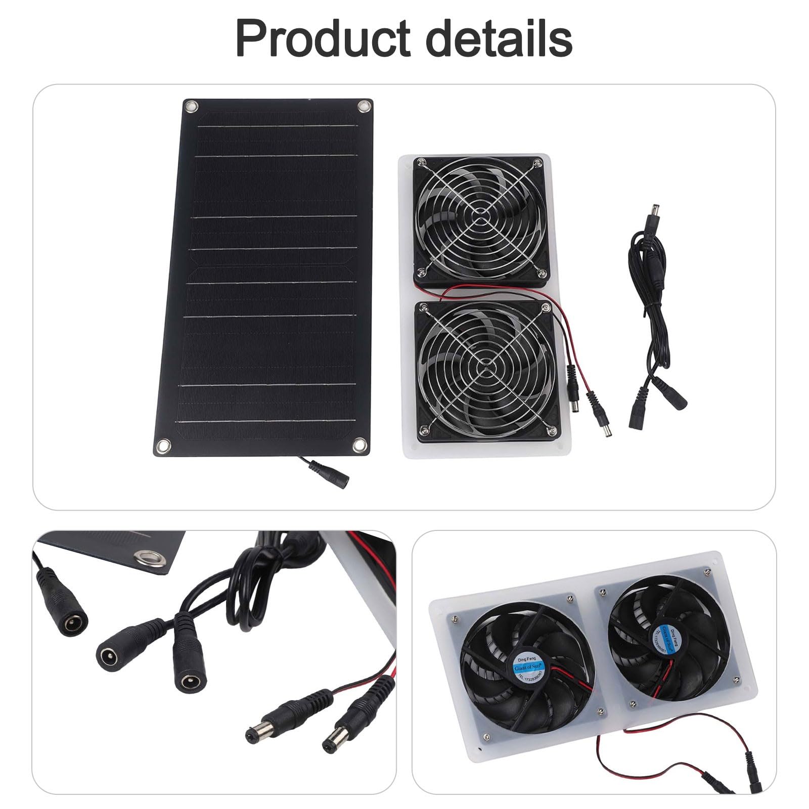 Kit di ventole a pannello solare da 30 W con 2 ventole di protezione dalle intemperie IPX7, doppia griglia di protezione per la sicurezza degli animali, ventilazione 3200 giri/min, per