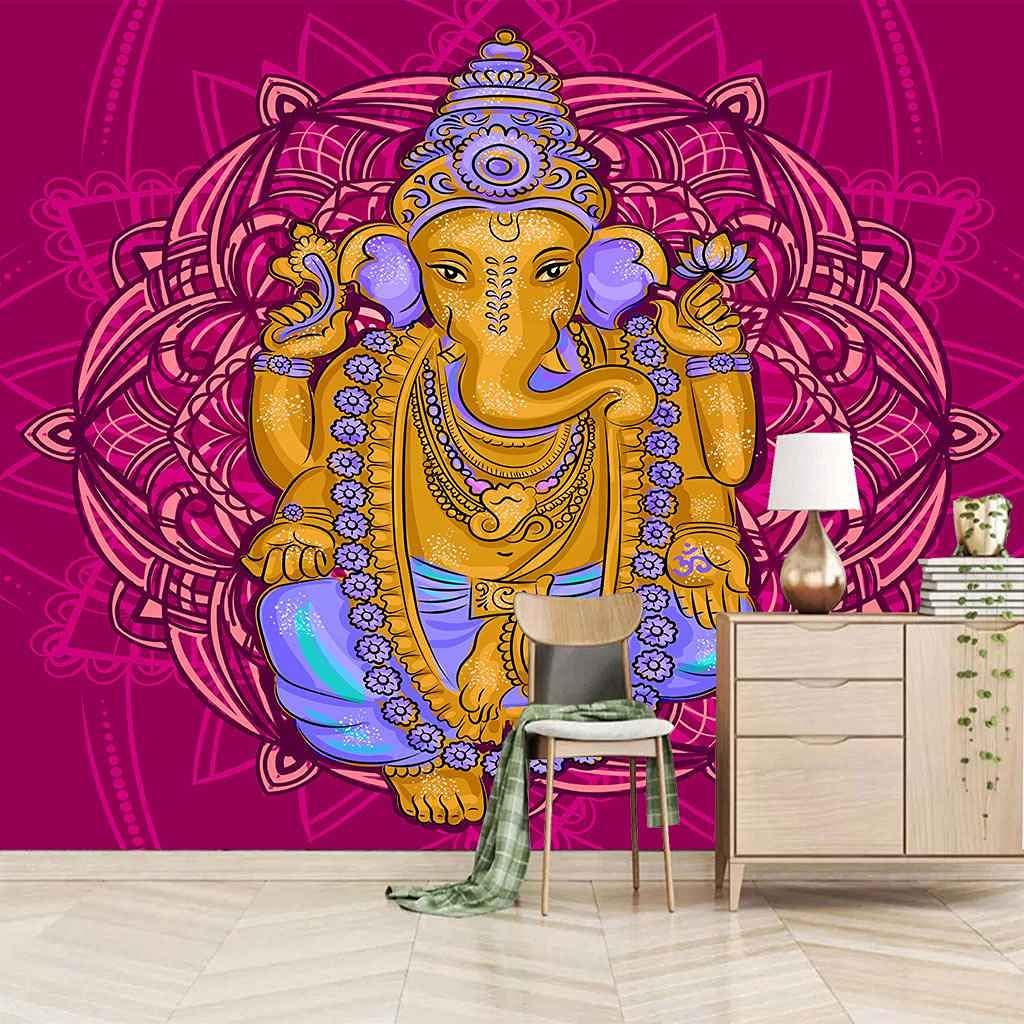Papier peint photo éléphant d'or 3D 400x280 cm pour salon et chambre