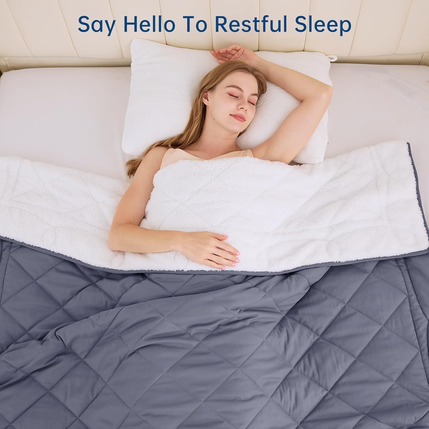 OMYSTYLE Sherpa Reversible Weighted Blanket, Cooling Heavy Blanket for Adults, Reversible Design with Plush Sherpa Fleece and Velvety Brushed, Queen Size(25lbs, 60''x80''), All Season Use, Dark Grey