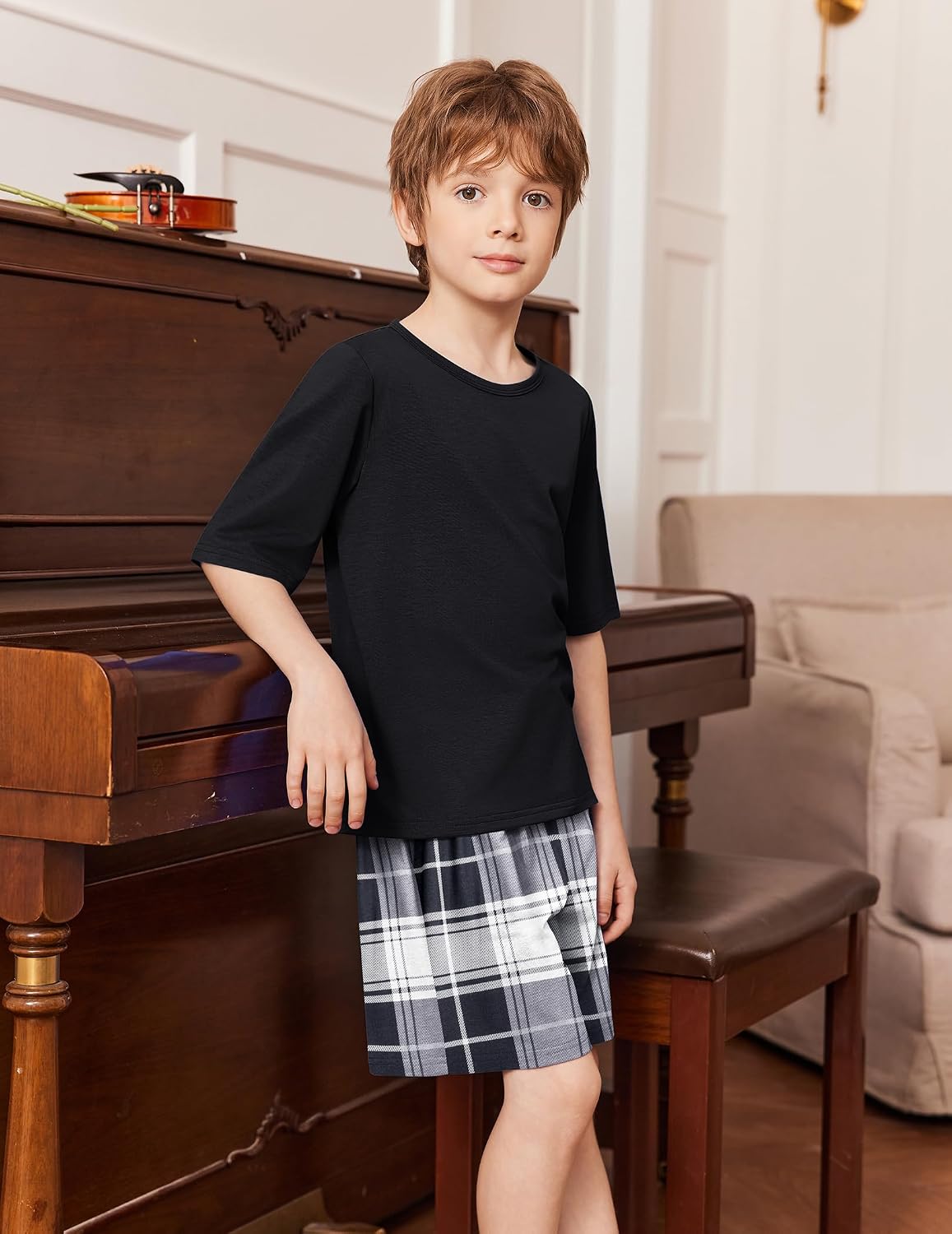 Arshiner Boys Pajamas Short Sleeve Top & Shorts 2 Piece Pajamas 4-13 Years