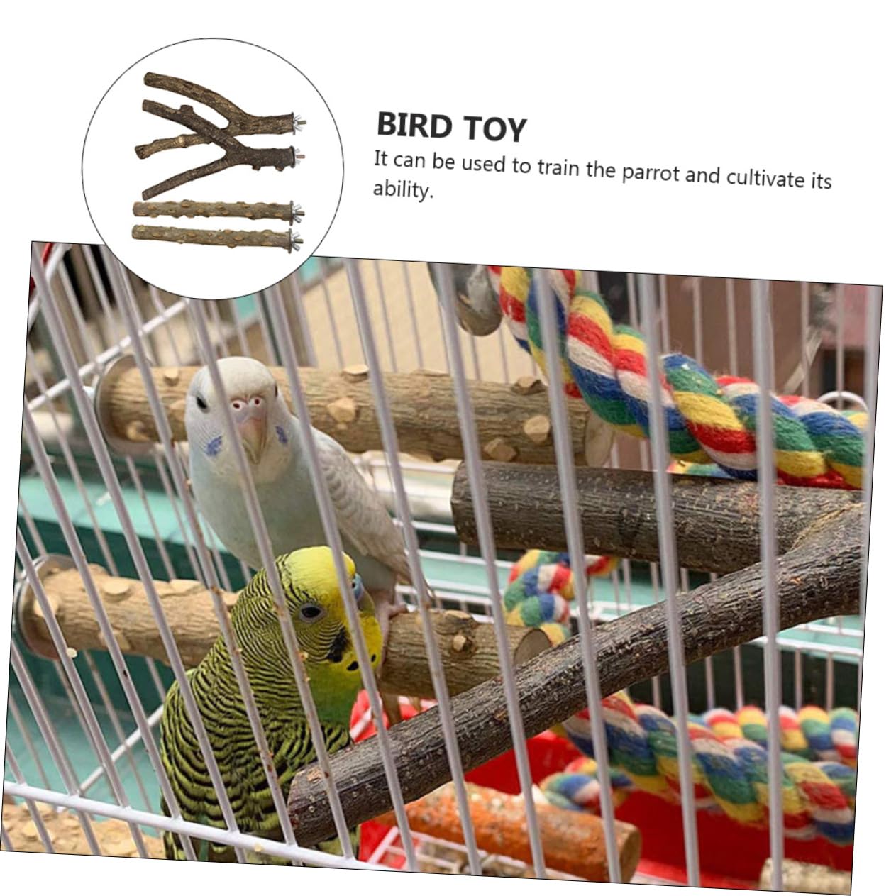 Toddmomy 1Set Wood Parrot Stand Rack and Coffee Bird Playing Stand for Training Durable Pet Supply for Parrots Bird Perch Bracket for Exercise and Fun