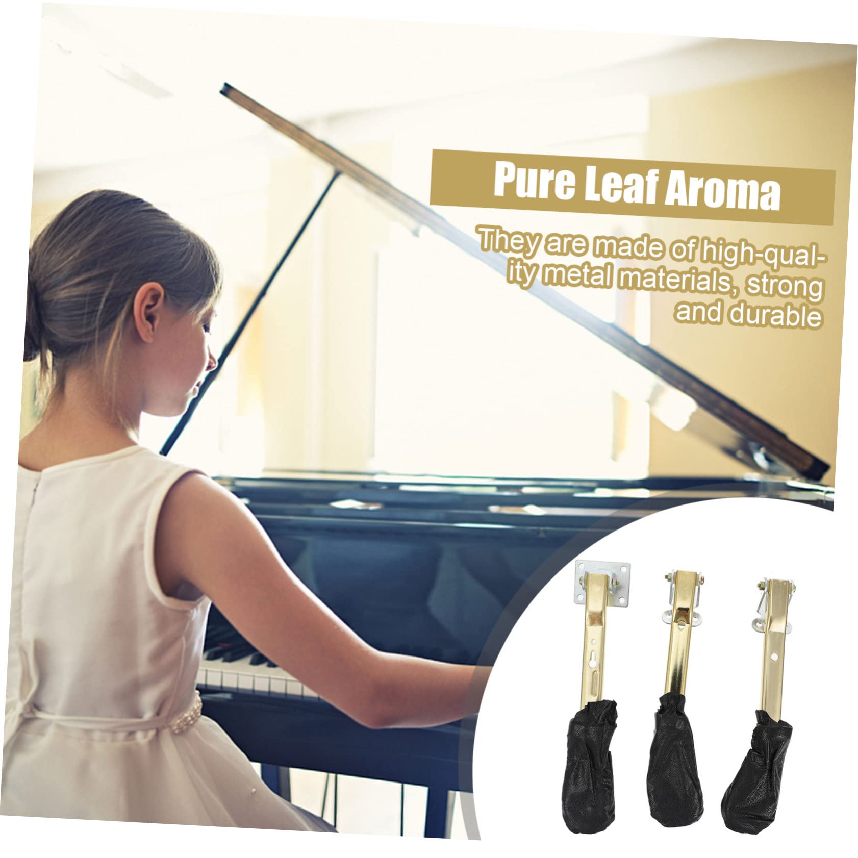 Pédales de Piano Droit Lot de 3 Pièces en Métal, Imitation Or