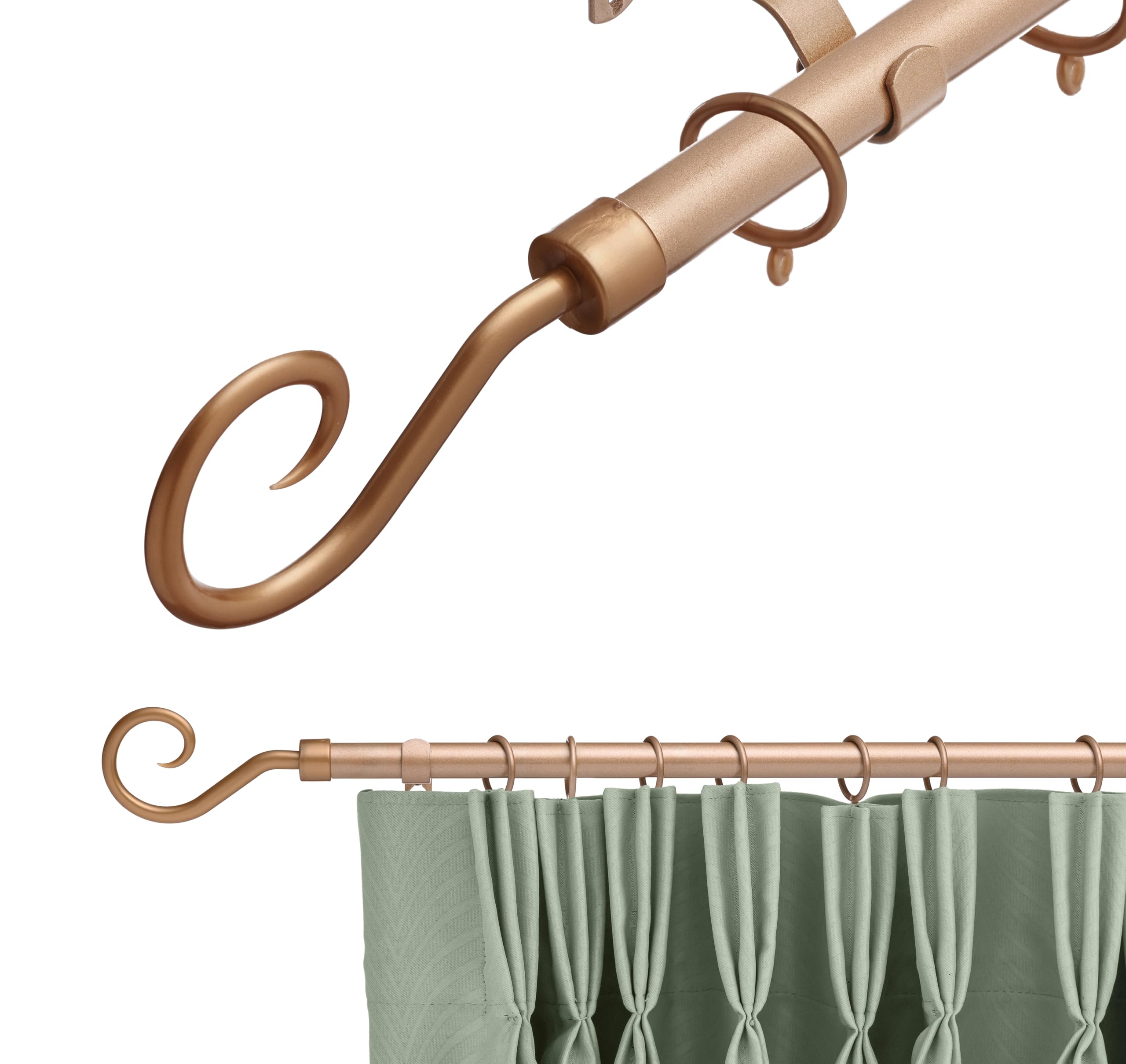 Lister Cartwright Bronze (Crook) 19 Mm Extendable Metal Curtain Pole Rods - Bronze (Crook Finials, 120-210 Cm)