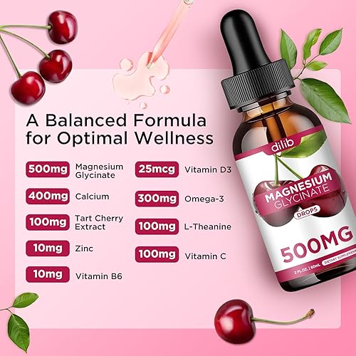 Miniatura 9 de Magnesium Glycinate Supplement, Magnesium Liquid Drops 500mg-Support Stress Relief, Relaxation, Mood, Sleep, Bone & Muscle-2 Fl Oz, Vegan,